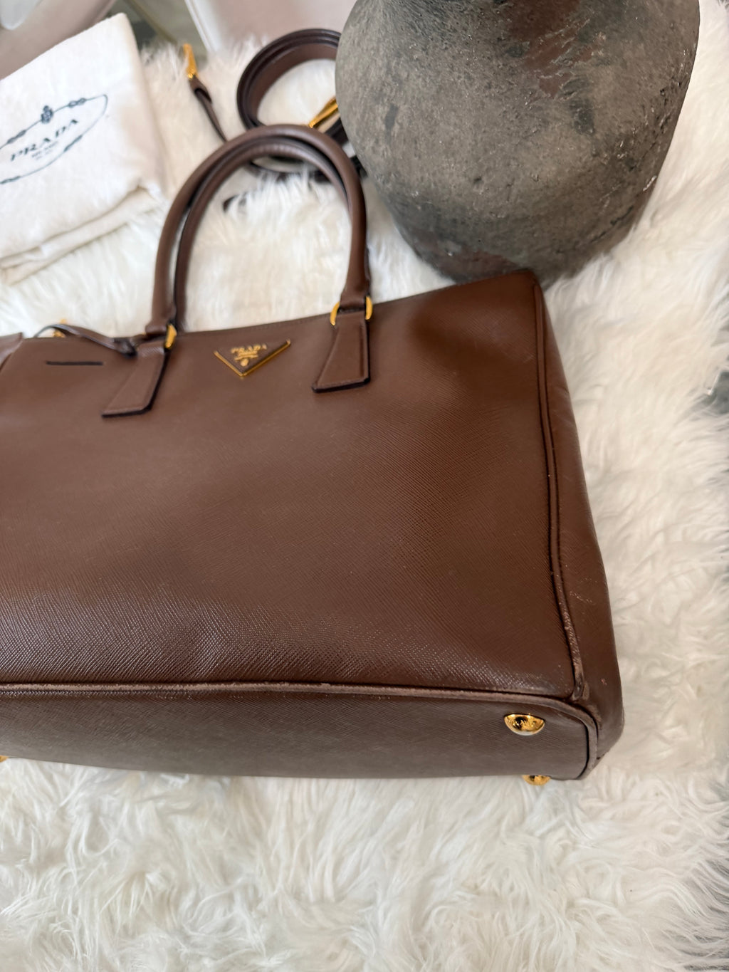 PRADA LARGE DOUBLE ZIP TOTE SAFFIANO BAG