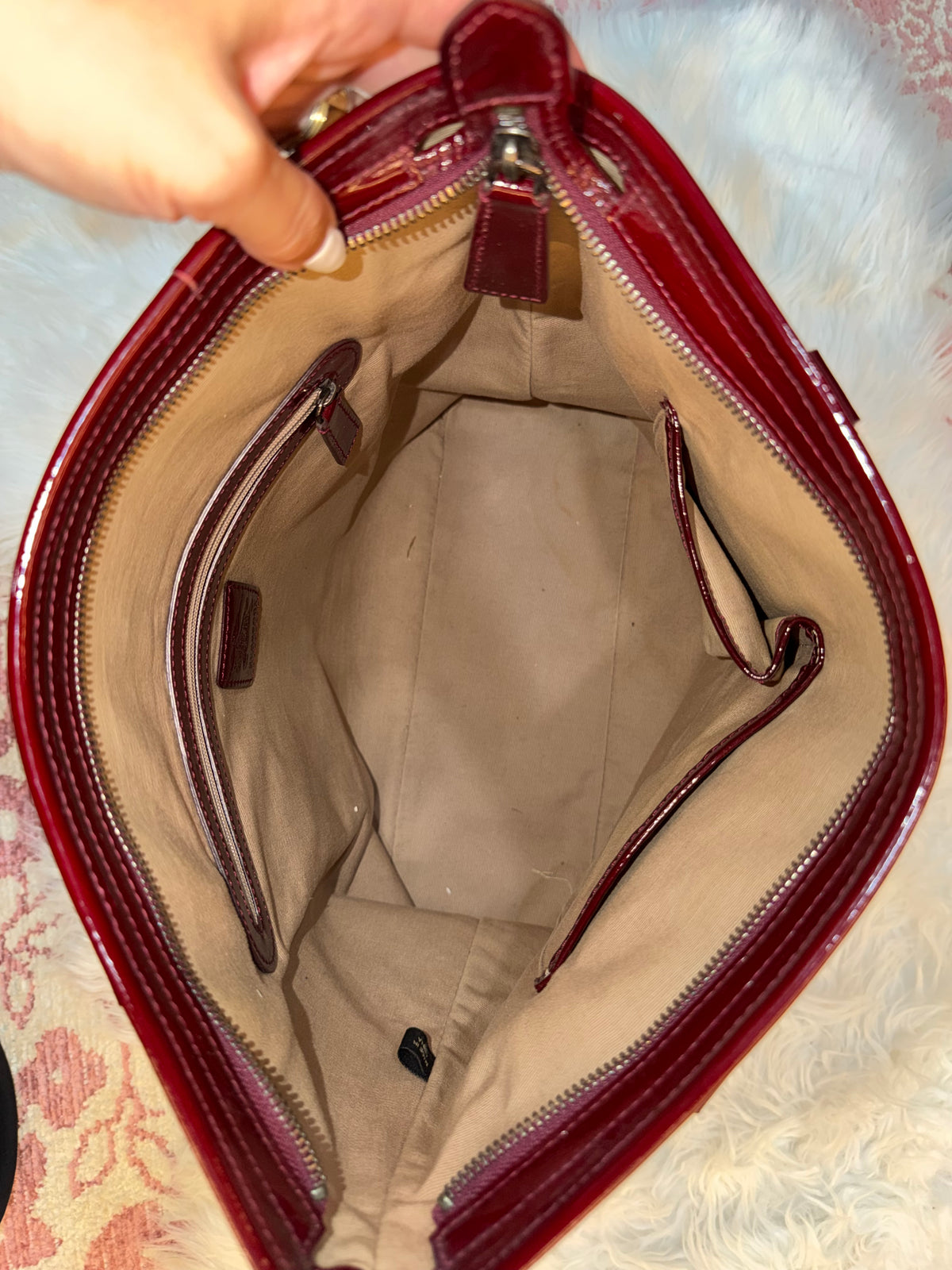 BURBERRY CHECK PRINT LONG TOTE IN CANVAS LEATHER