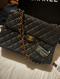 CHANEL VINTAGE CC SINGLE FLAP JUMBO CAVIAR BAG