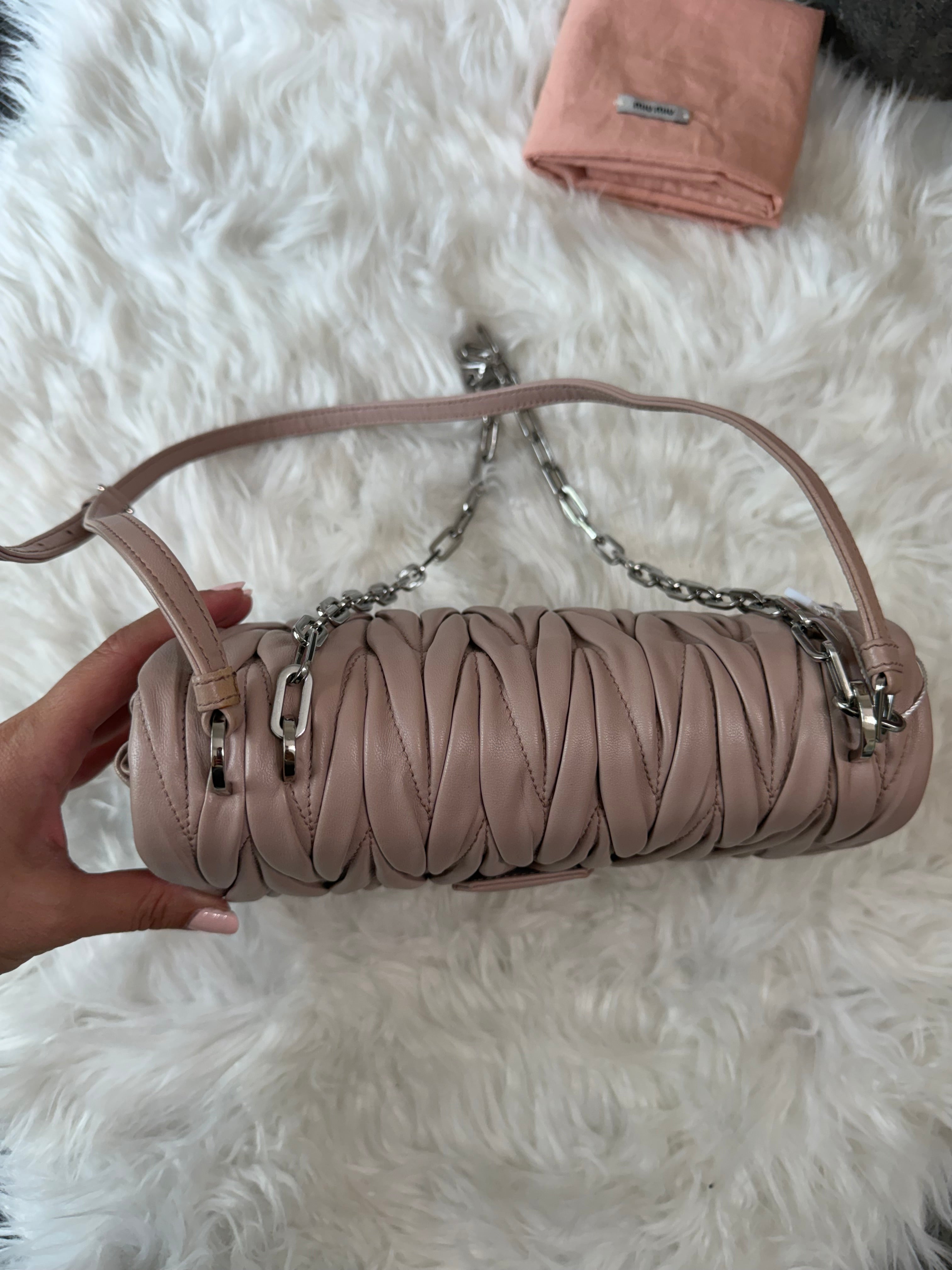 MIU MIU MATELASSE NAPPA LEATHER DOUBLE STRAP BAG