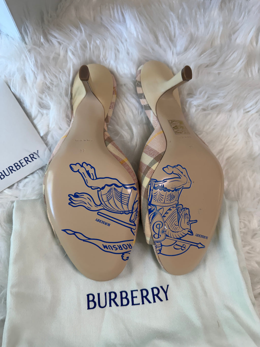 BURBERRY MEWS CHECKED SLIP ON MULES
