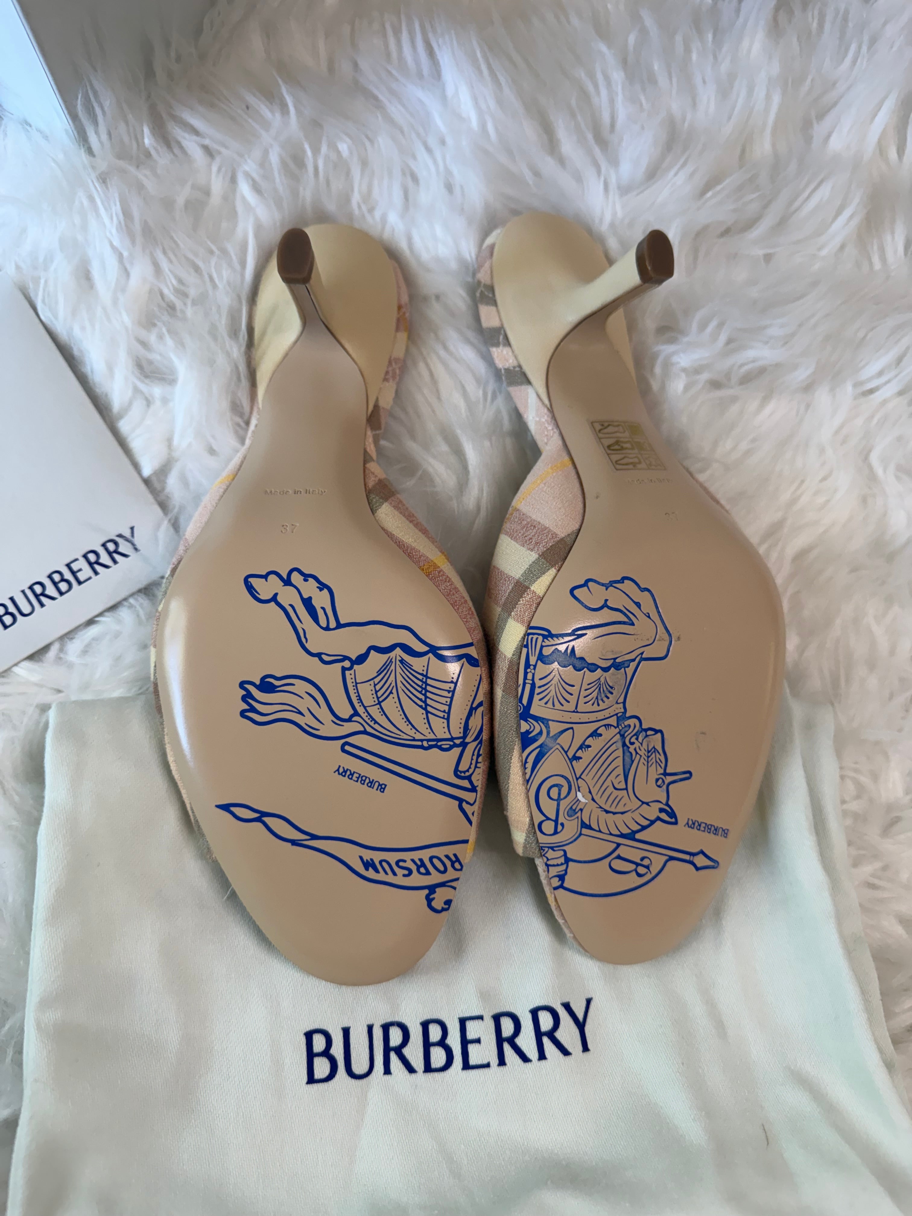 BURBERRY MEWS CHECKED SLIP ON MULES