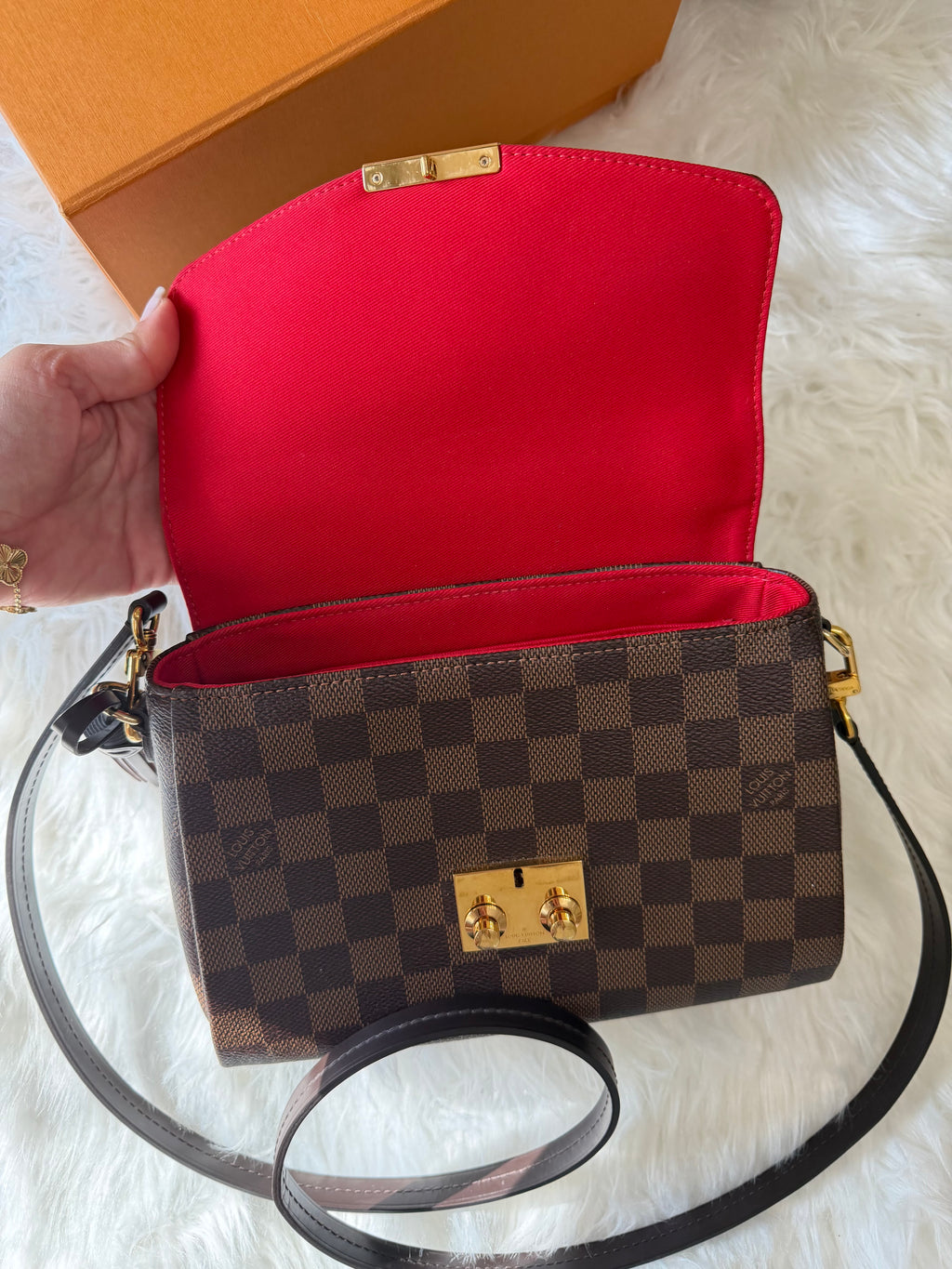 LOUIS VUITTON CROISETTE DAMIER EBENE SHOULDER BAG