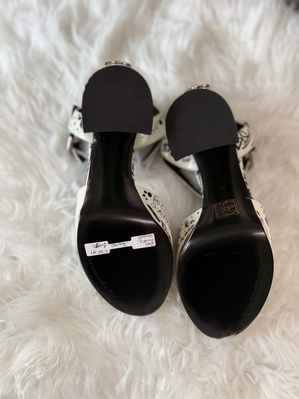 DOLCE & GABBANA LOGO PRINT GRAFFITI PLATFORM SANDALS