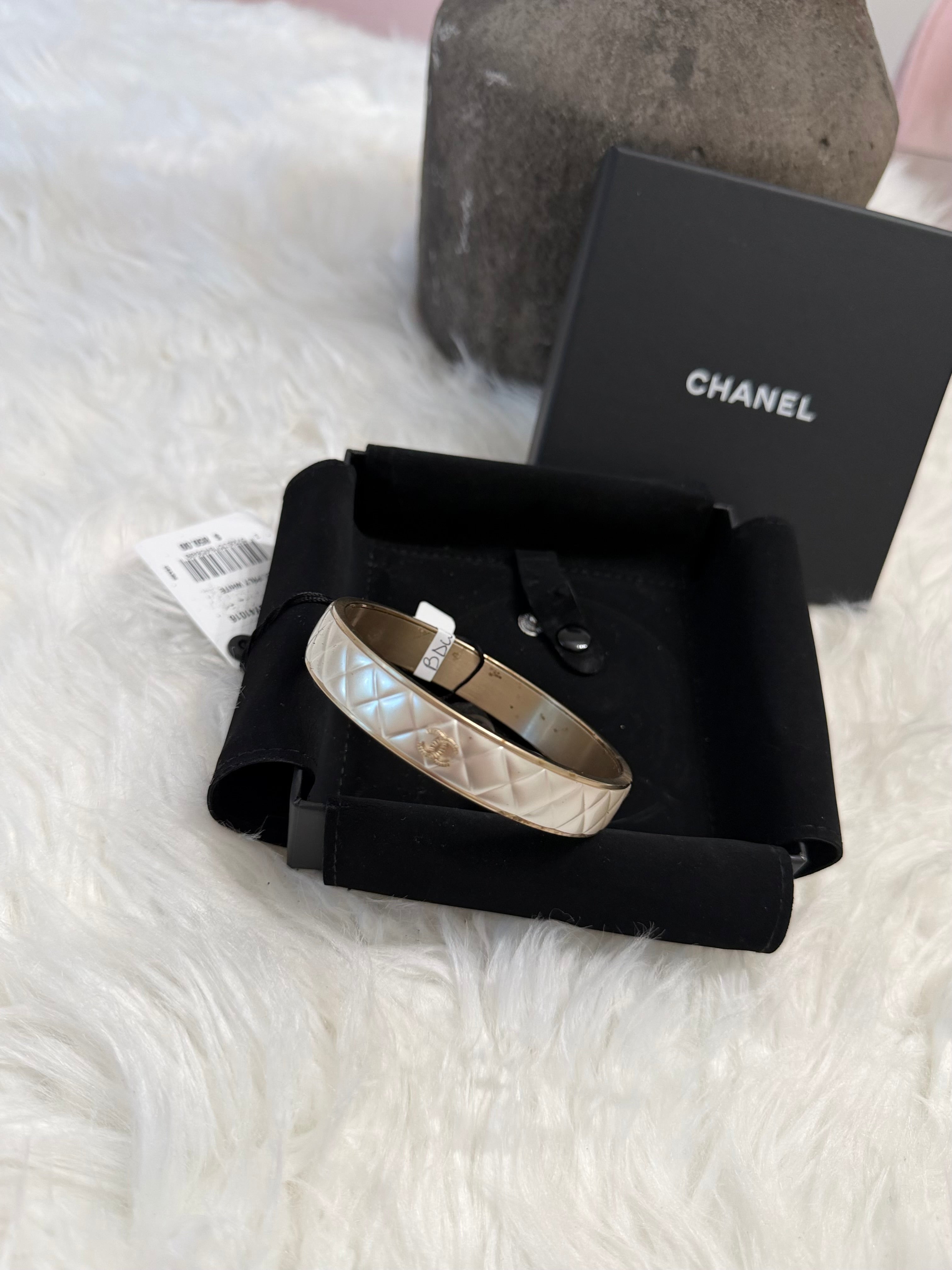 CHANEL CC COMPOSITE GOLD TONE BANGLE