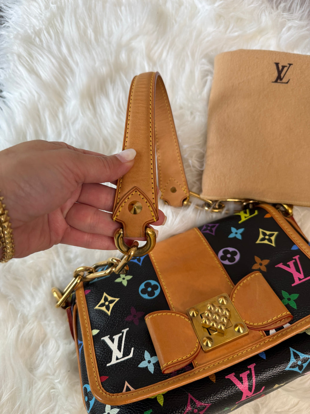 LOUIS VUITTON BLACK MONOGRAM MULTICOLOR PATTI BAG