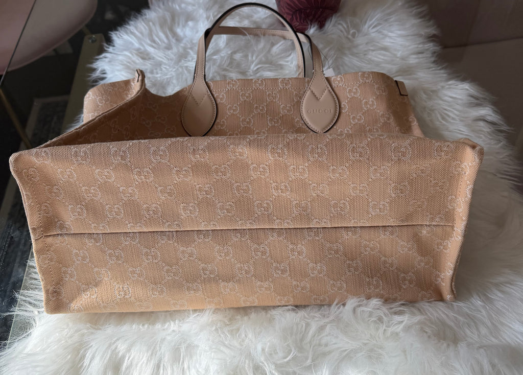GUCCI DENIM OPHEDIA GG TOTE BAG LARGE