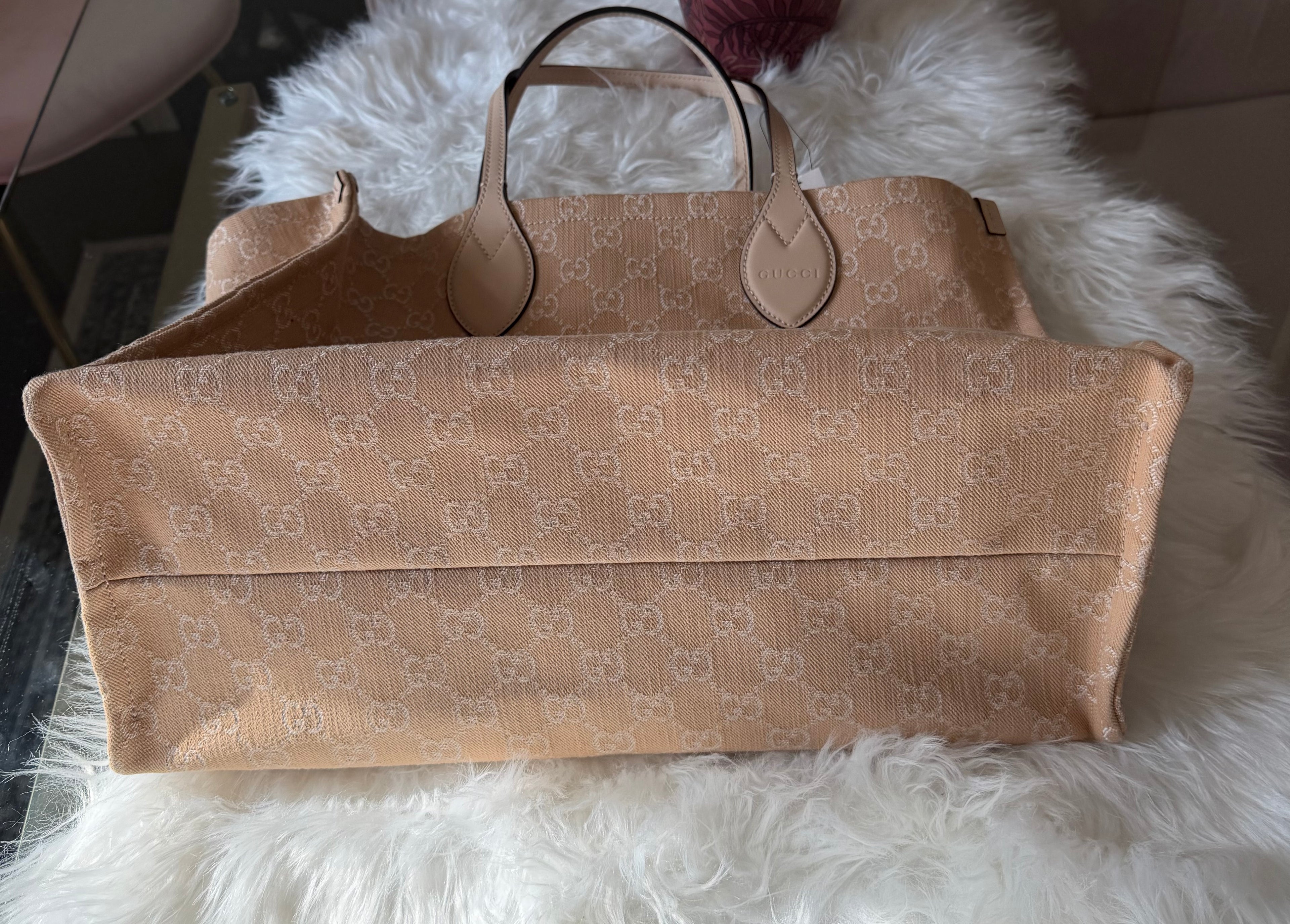 GUCCI DENIM OPHEDIA GG TOTE BAG LARGE