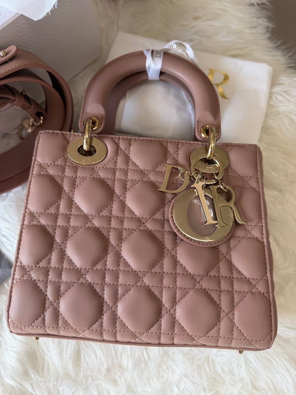 CHRISTIAN DIOR MY LADY D LAMBSKIN CANNAGE WITH LUCKY BADGES