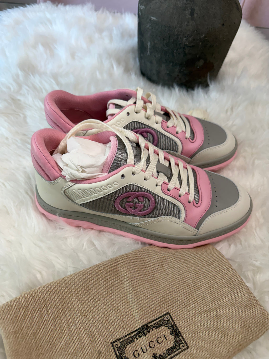 GUCCI PINK GG LOW TOP COLORBLOCK SNEAKERS