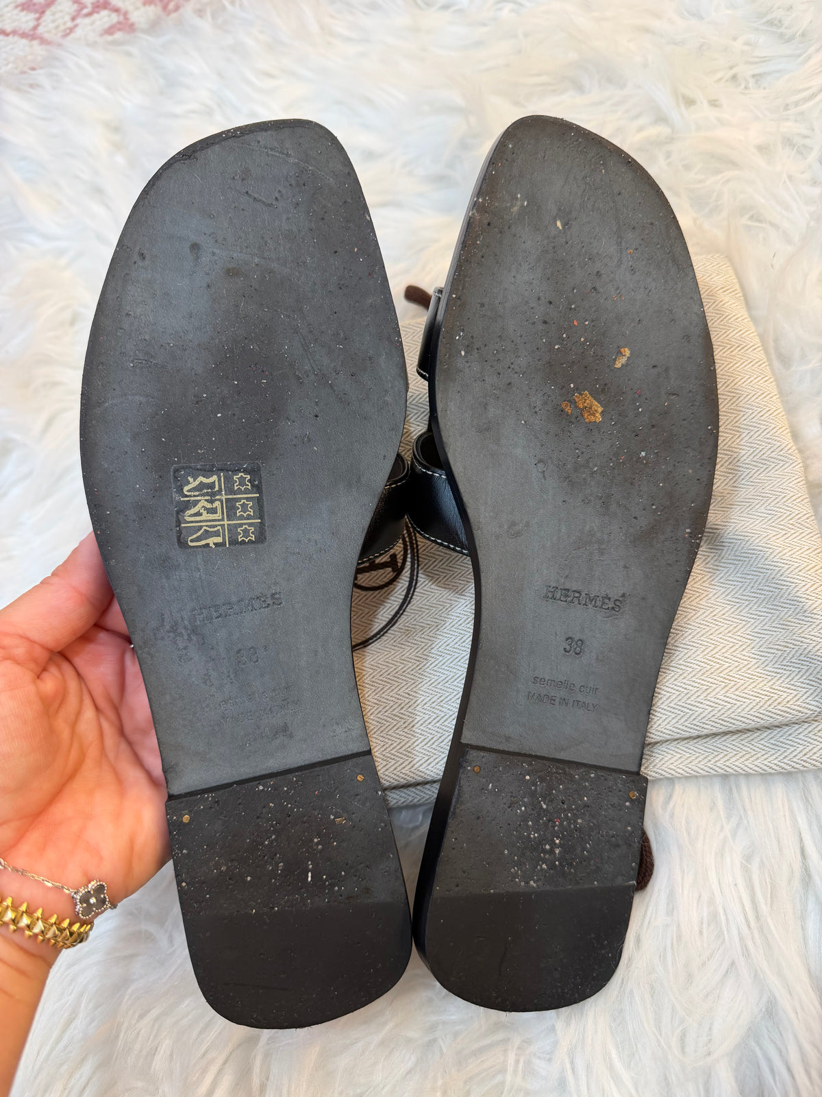 HERMES ORAN SANDALS IN BOX CALFSKIN