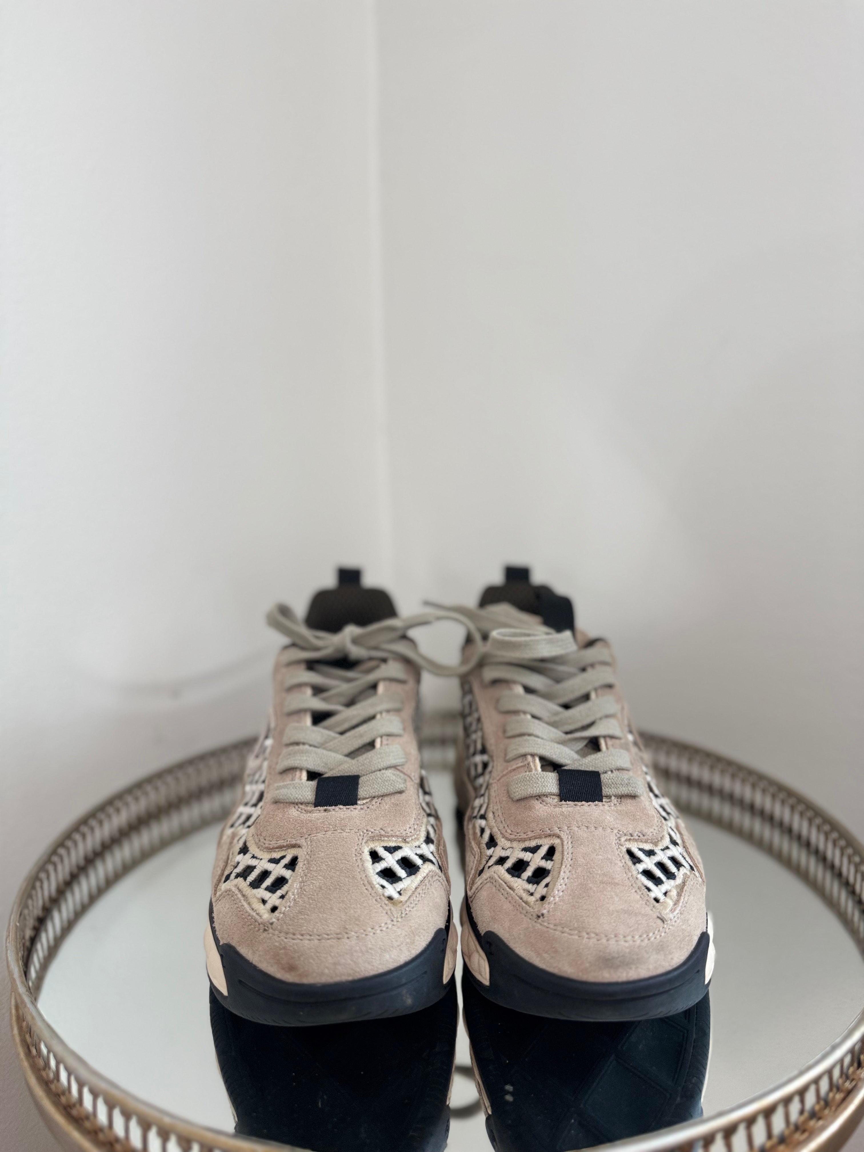 Chanel suede CC interlocking sneakers with Open net