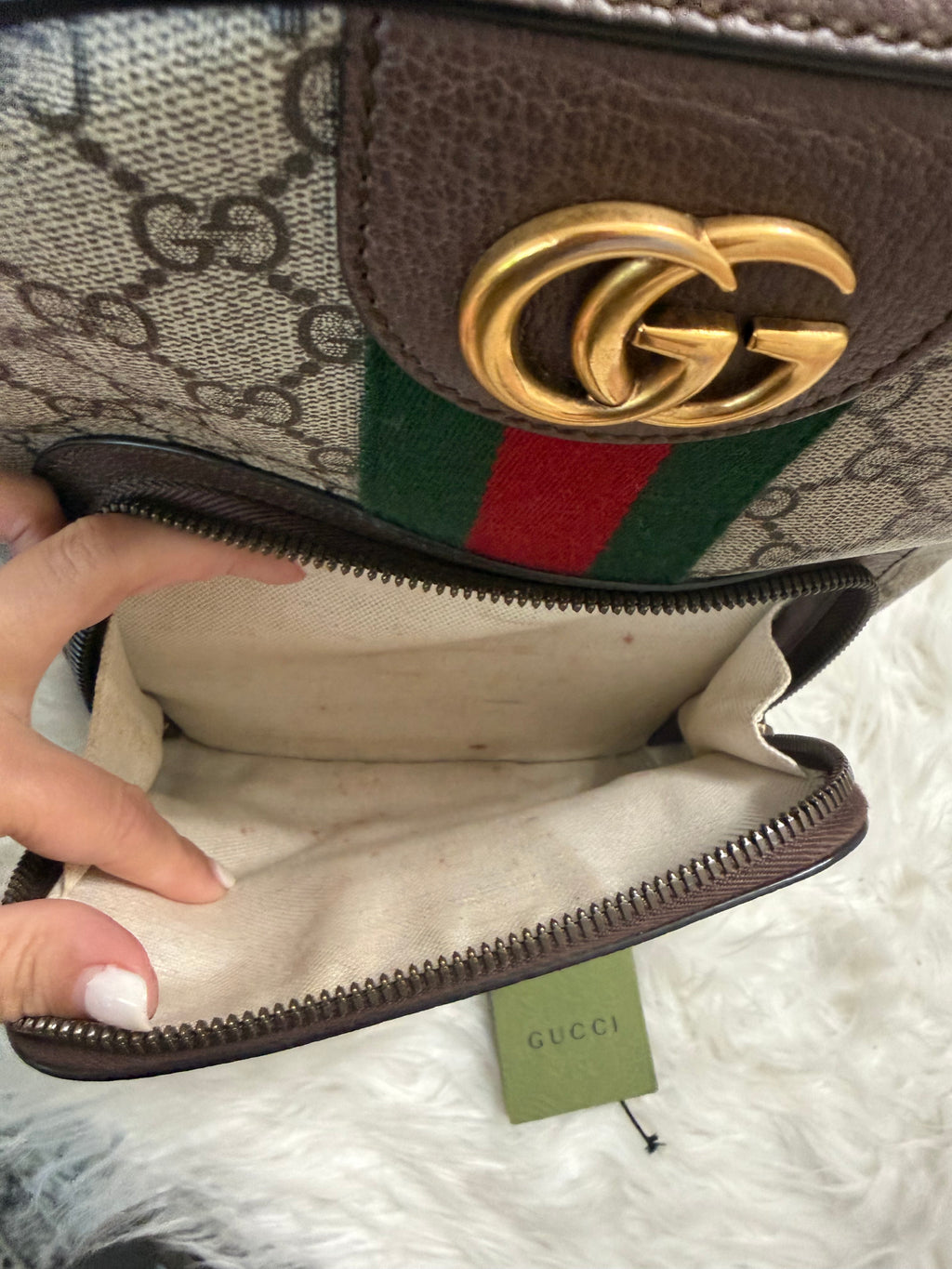 GUCCI OPHIDIA BACKPACK GG COATED CANVAS