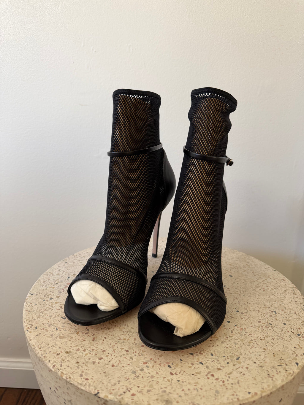 Gianvitto Rossi Mesh Leather Ankle Boots