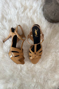 SAINT LAURENT TRIBUTE PATENT LEATHER PLATFORM SANDALS