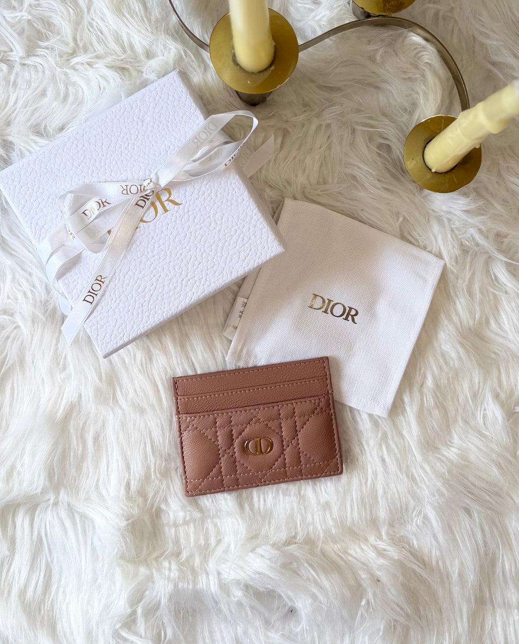 CHRISTIAN DIOR CARO FREESIA CARD HOLDER CANNAGE CALFSKIN