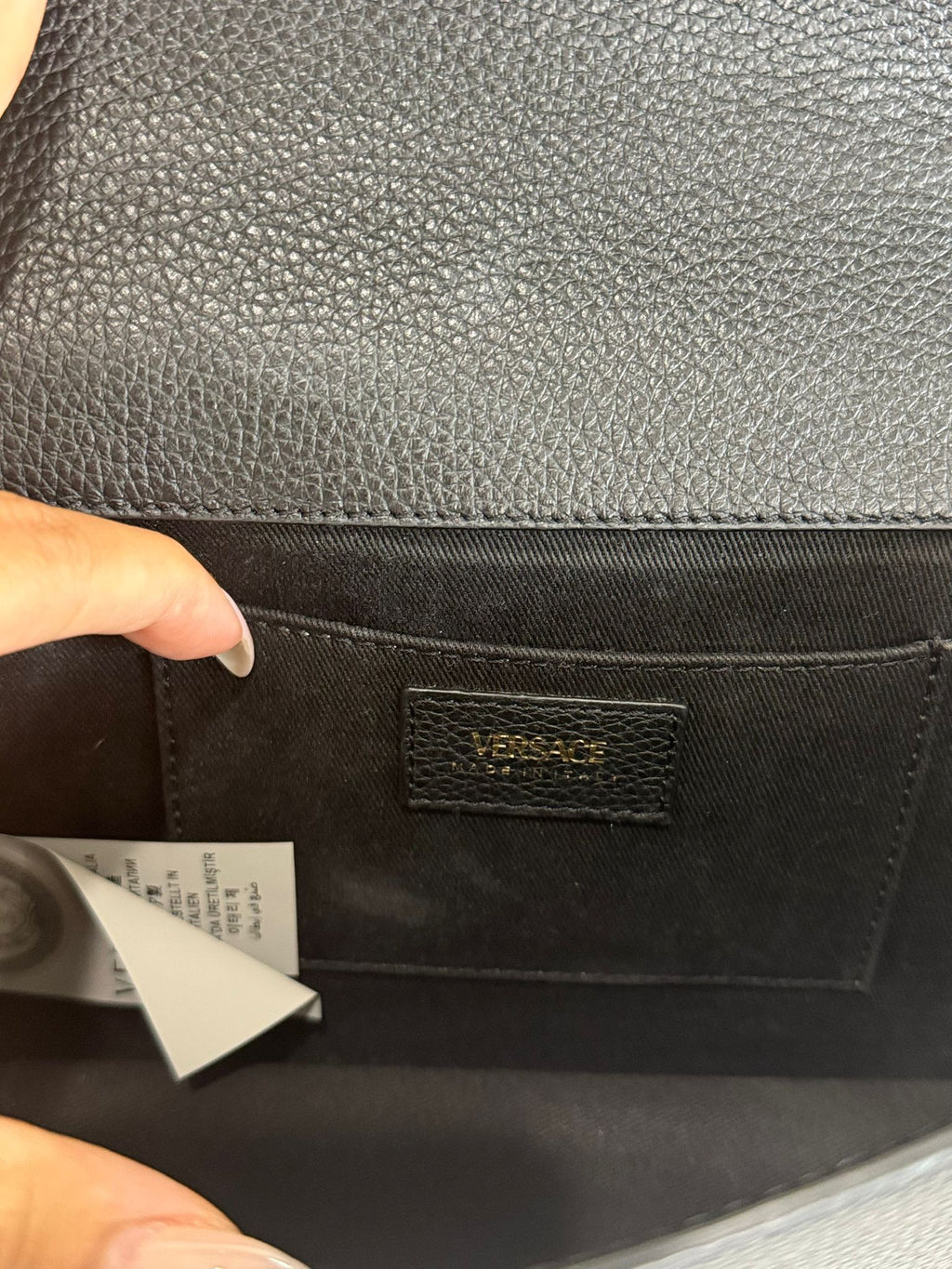 Versace Chain Virtus Leather Logo Crossbody