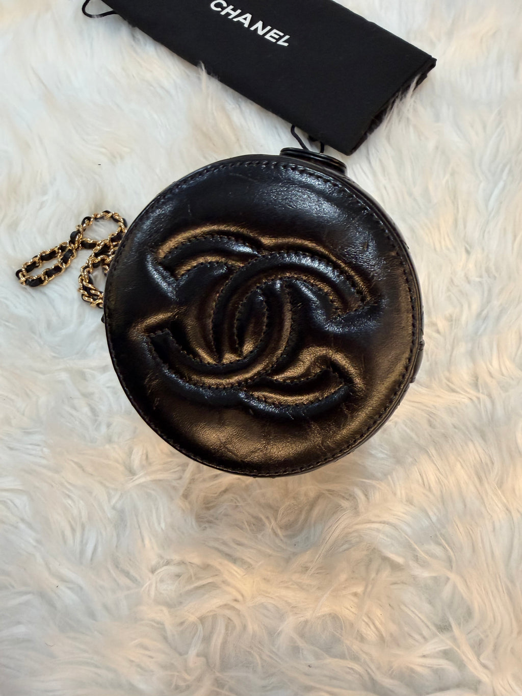 CHANEL LAMBSKIN QUILTED CHAIN TOP HANDLE VANITY