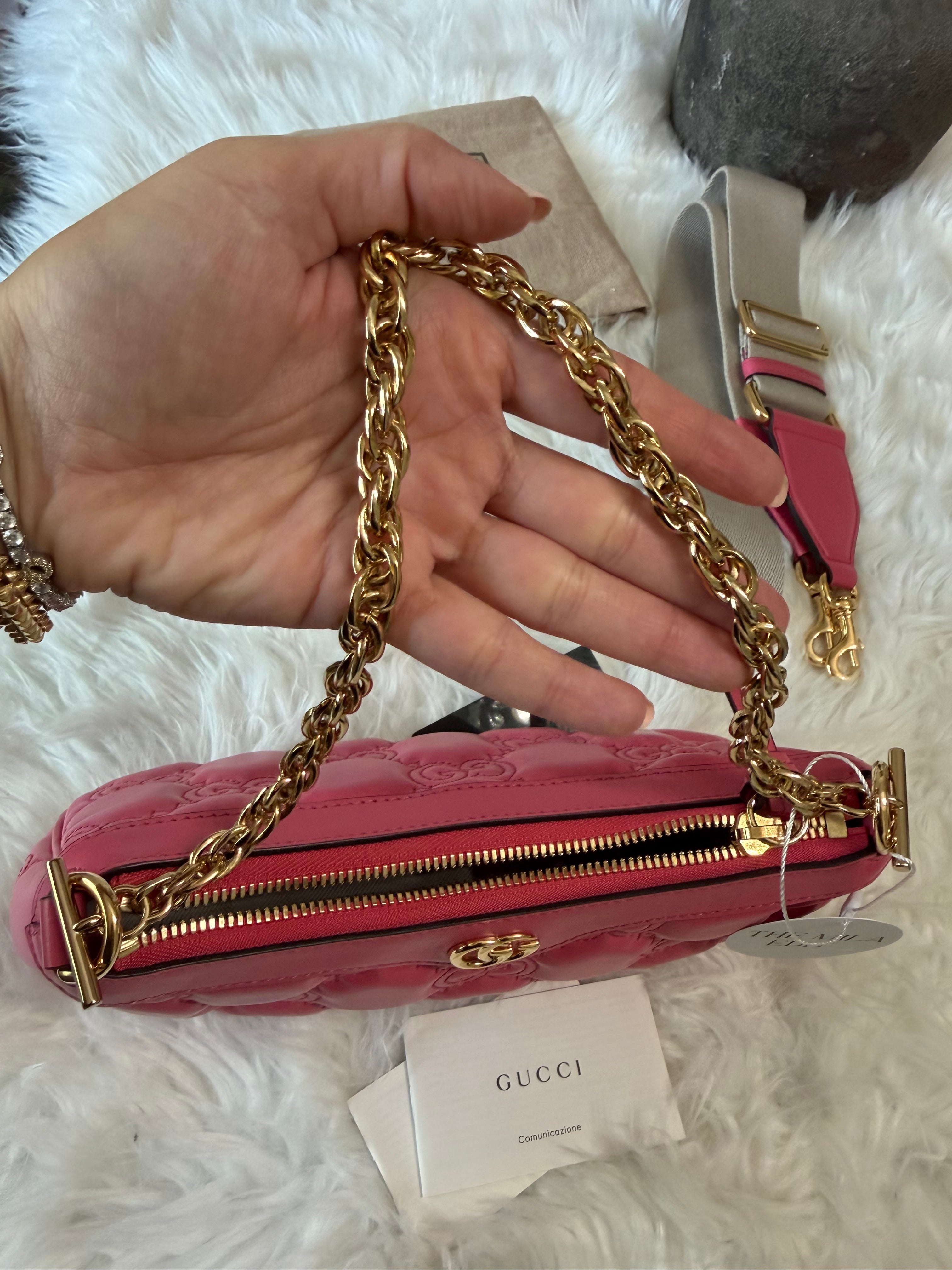 GUCCI GG METELASSE QUILTED LEATHER SHOULDER BAG