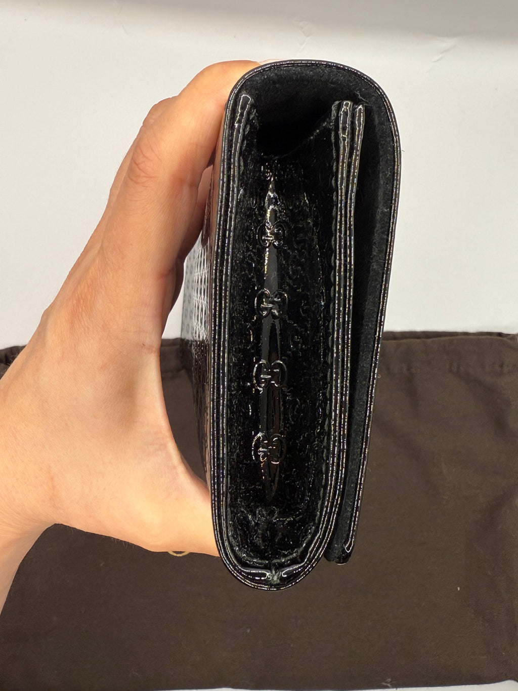 Gucci Microguccissima Broadway Patent Clutch