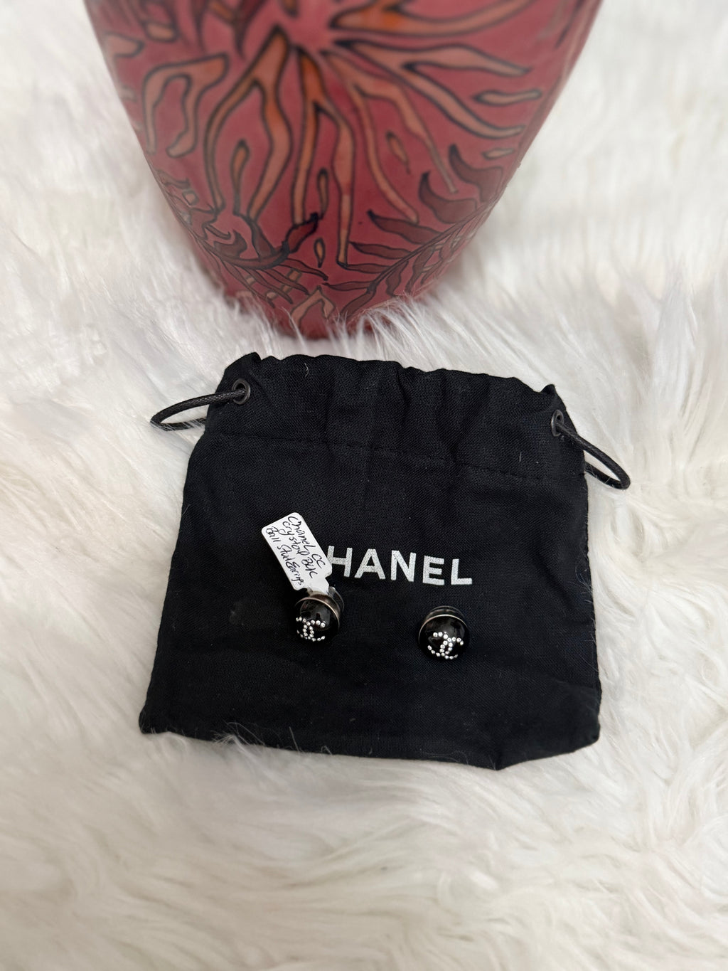 CHANEL CC CRYSTAL RESIN BALL STUD EARRINGS