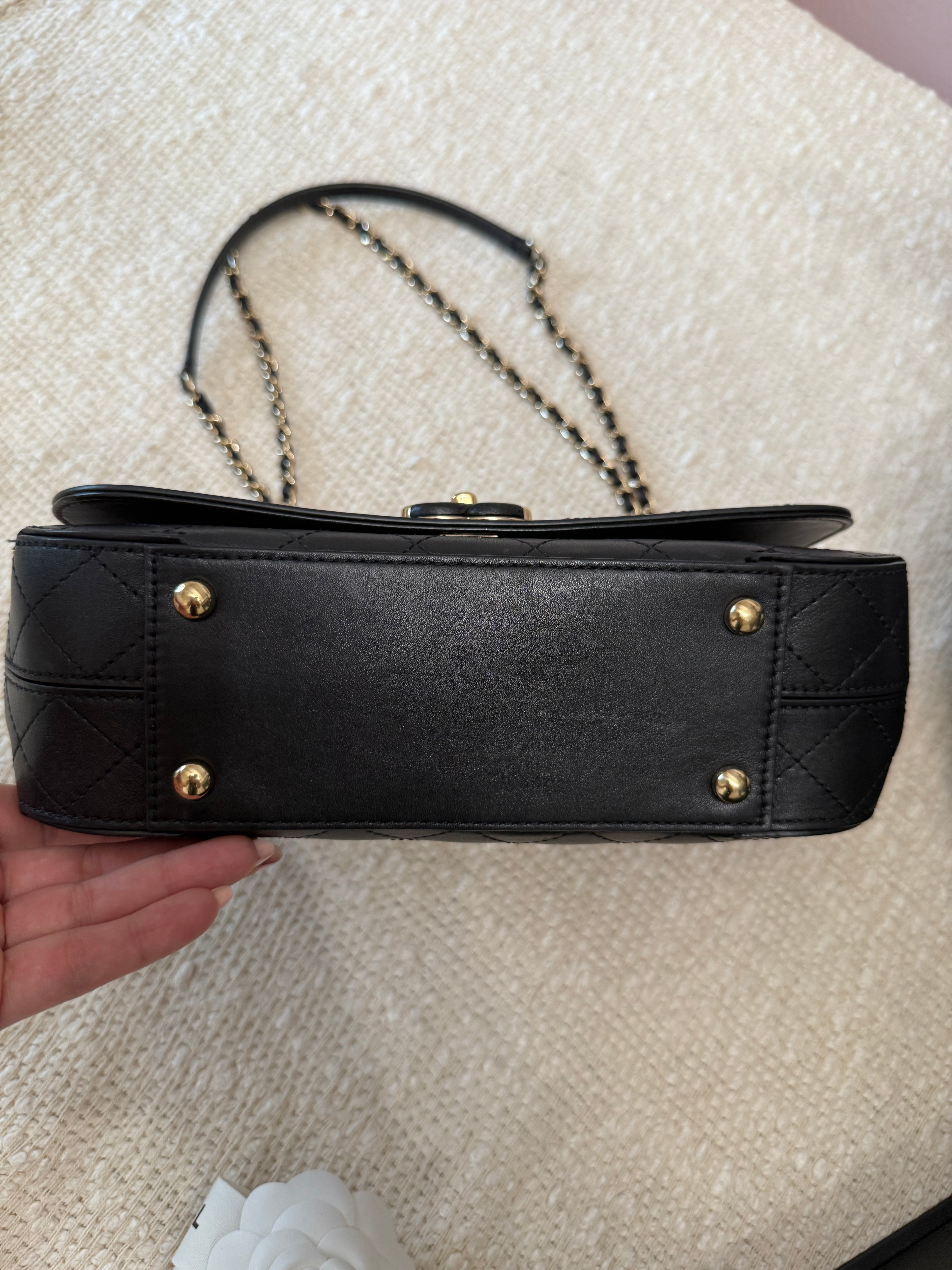 CHANEL Calfskin MEDIUM ALL STITCHED CC FLAP BAG