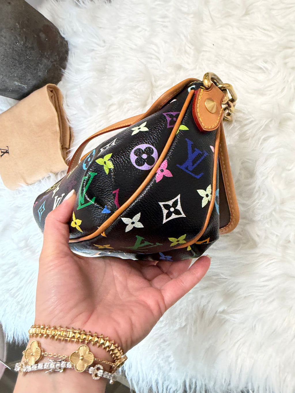 LOUIS VUITTON BLACK MONOGRAM MULTICOLOR PATTI BAG