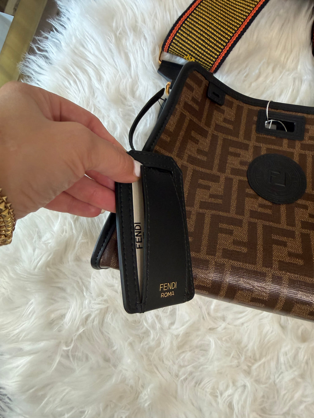 FENDI ZUCCA PRINT DEFENDER CANVAS WITH GUITAR STRAP