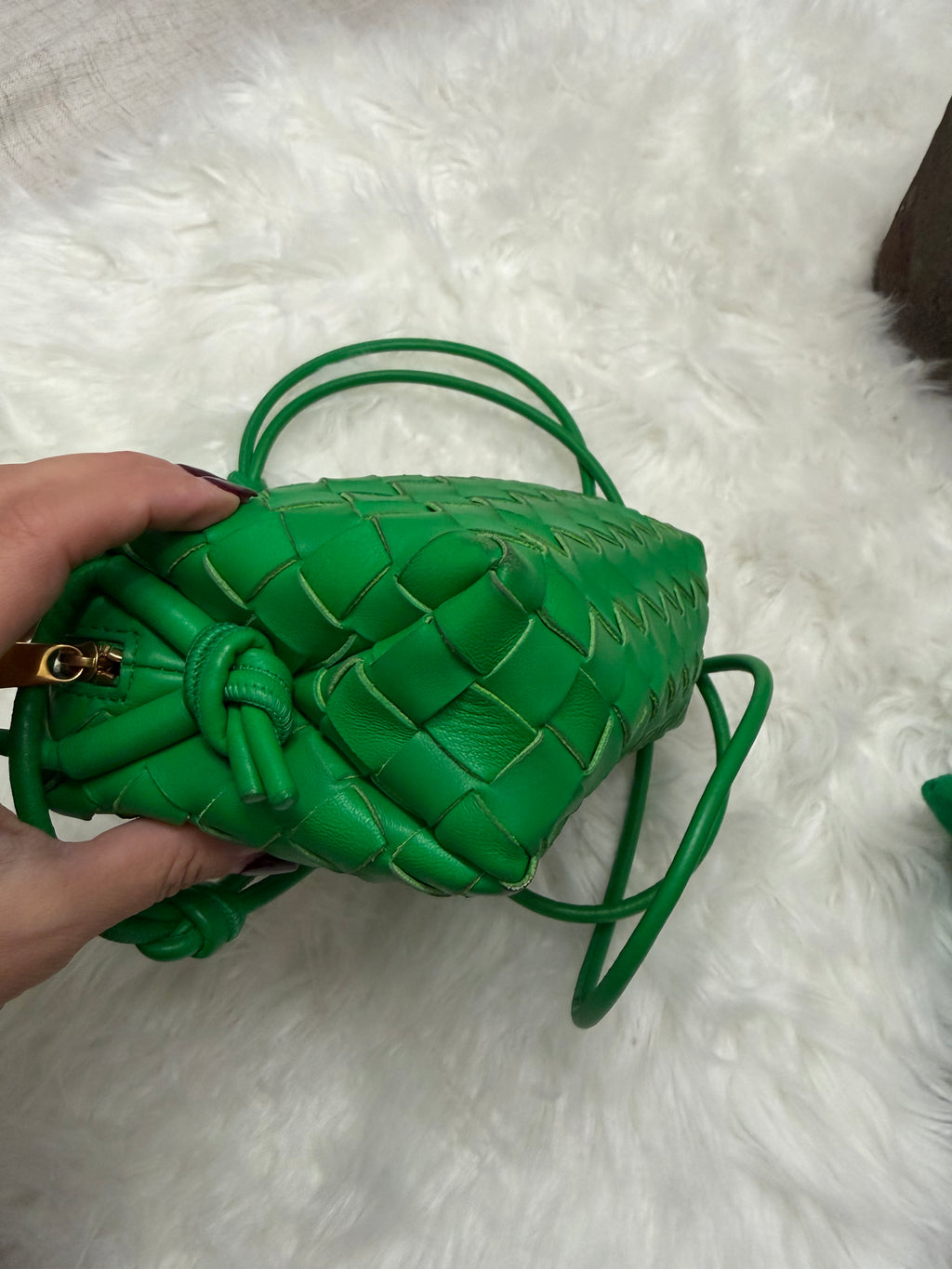 Bottega Veneta MINI LOOP INTRECCIATO LEATHER CROSSBODY