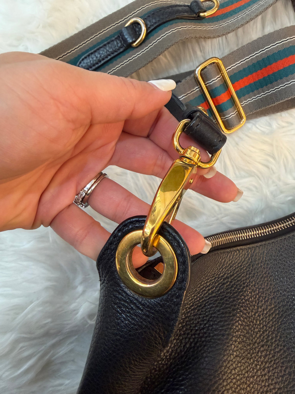PRADA PEBBLED LEATHER HOBO BAG