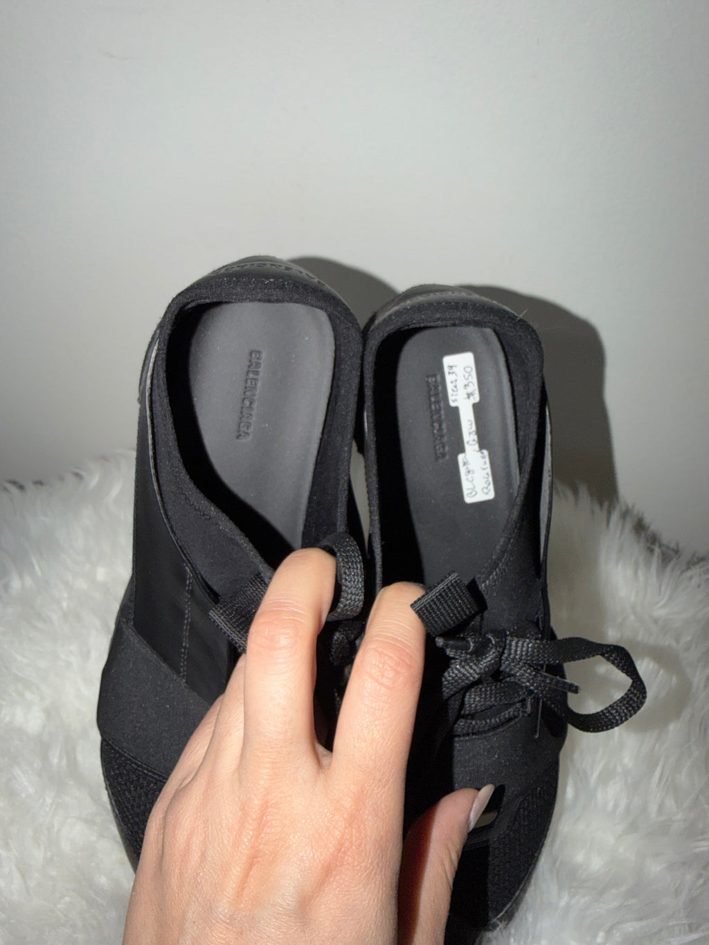 Balenciaga Race Runner mesh and leather sneakers