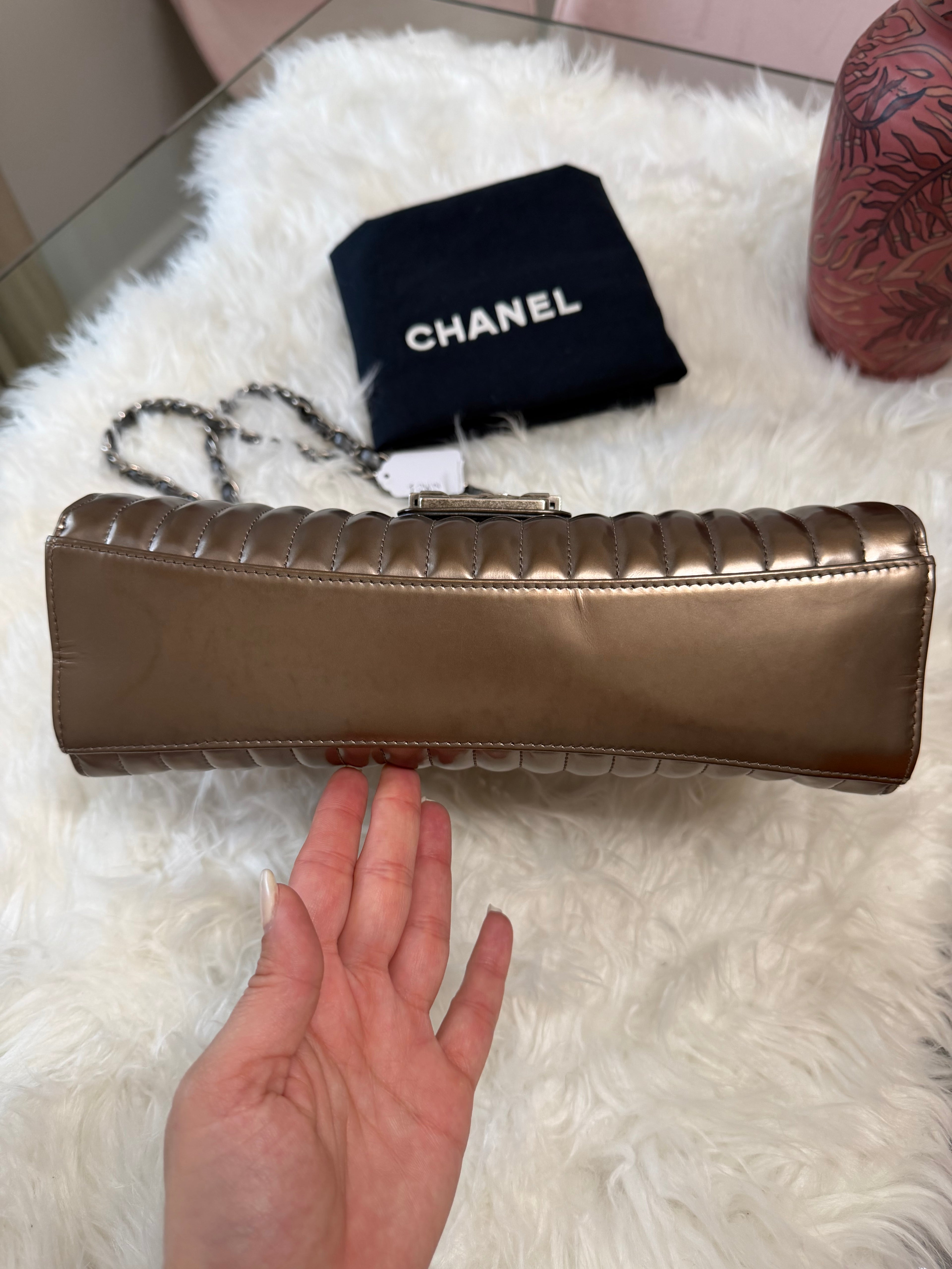 CHANEL MAHARAJA EXPRESS METALLIC PATENT FLAP WITH RHW