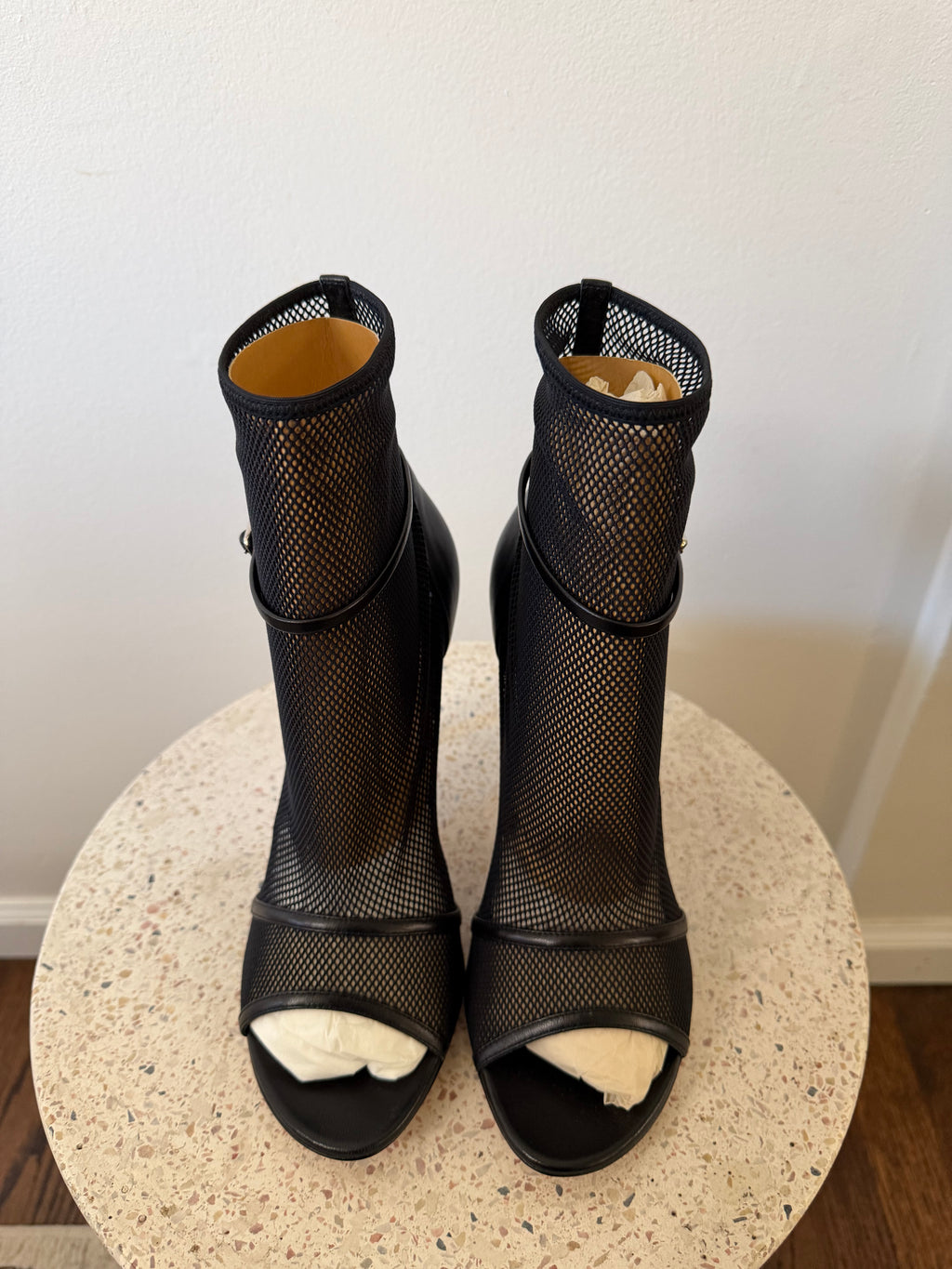 Gianvitto Rossi Mesh Leather Ankle Boots