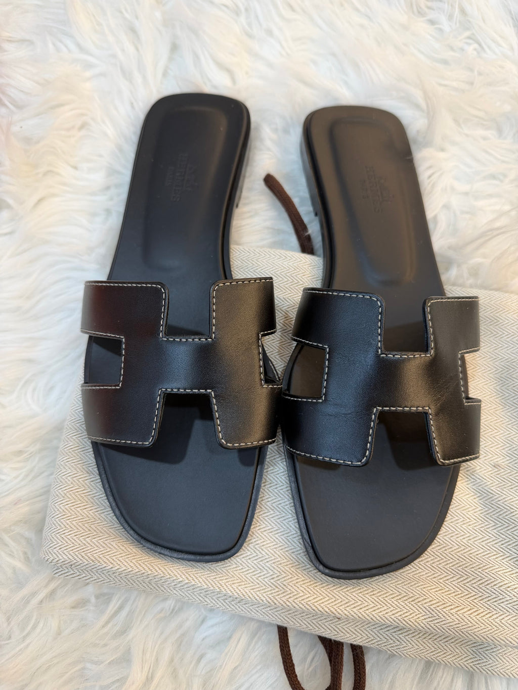 HERMES ORAN SANDALS IN BOX CALFSKIN
