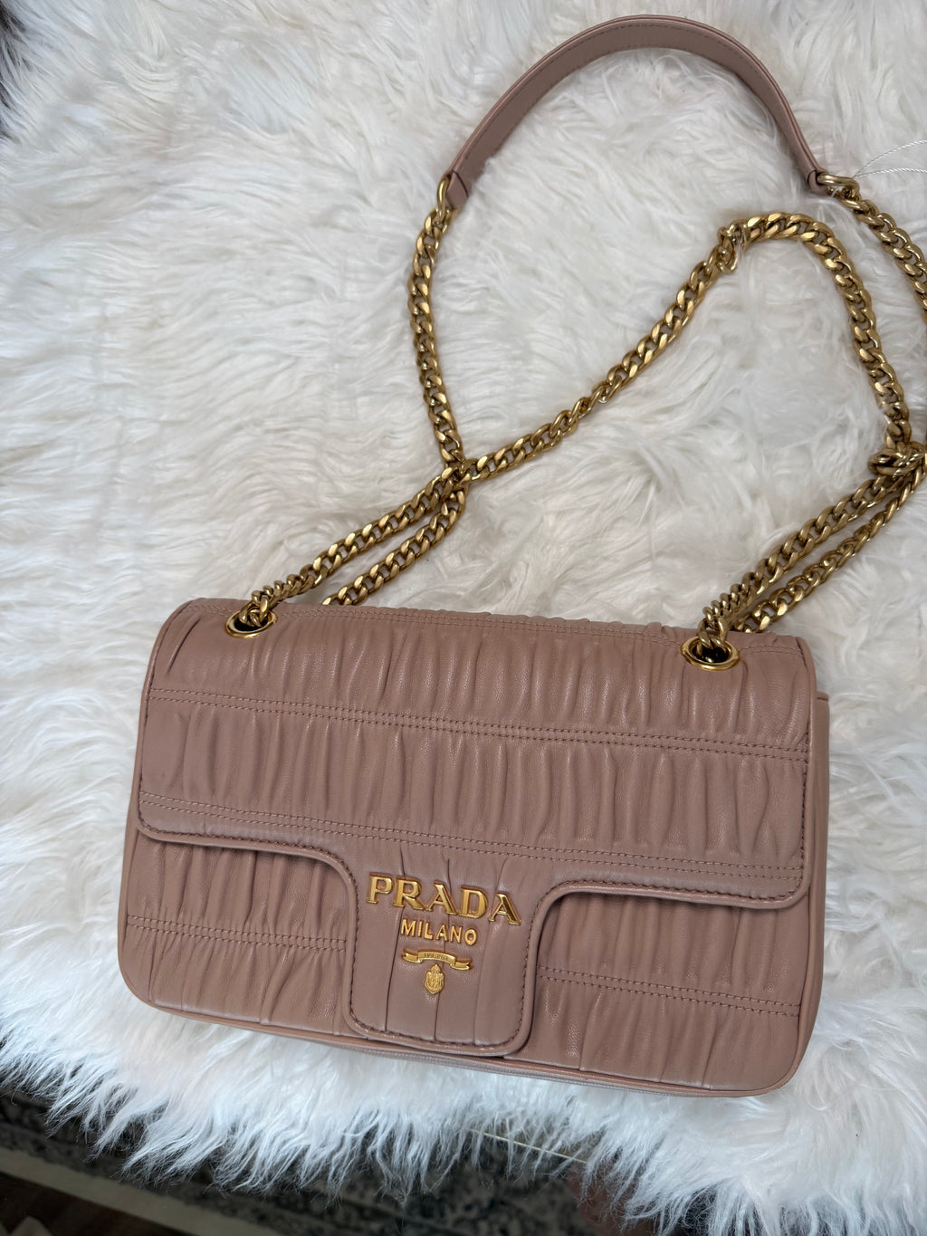 PRADA NAPPA GAUFRE LAMBSKIN BAG WITH GHW