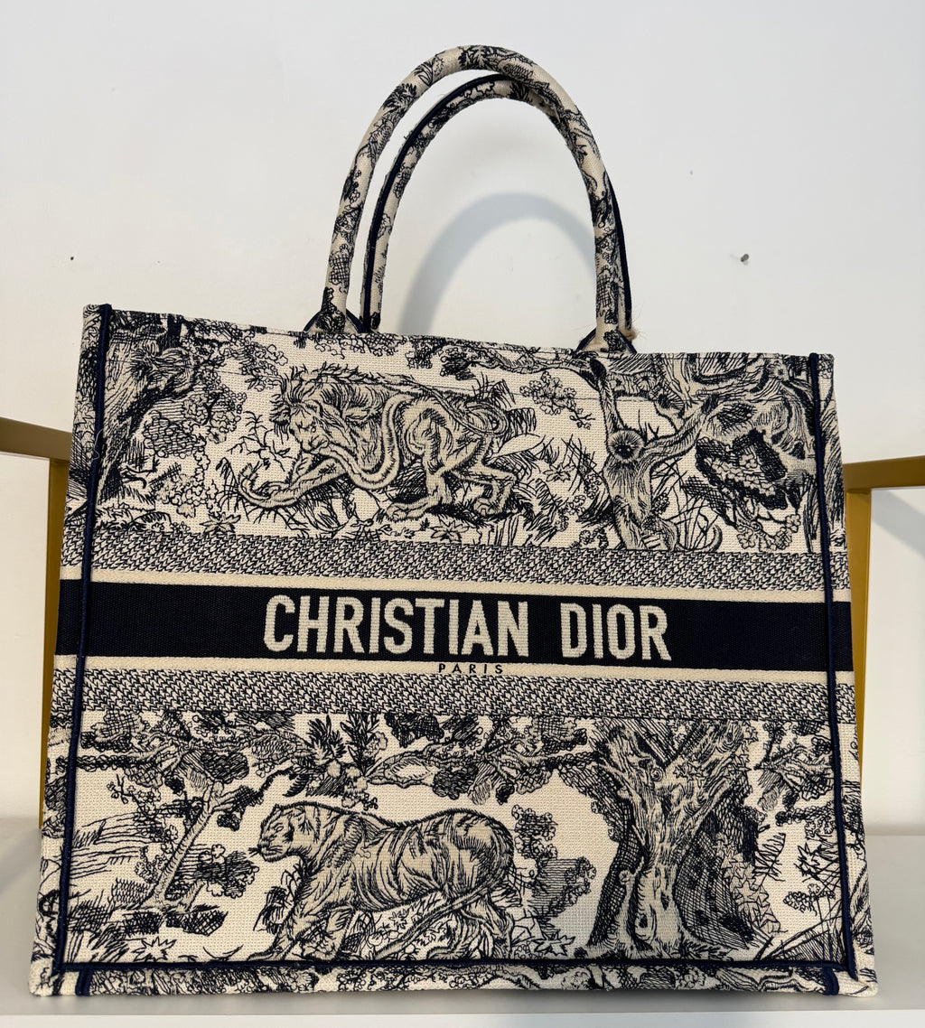 CHRISTIAN DIOR BOOK TOTE ENBROIDERED CANVAS