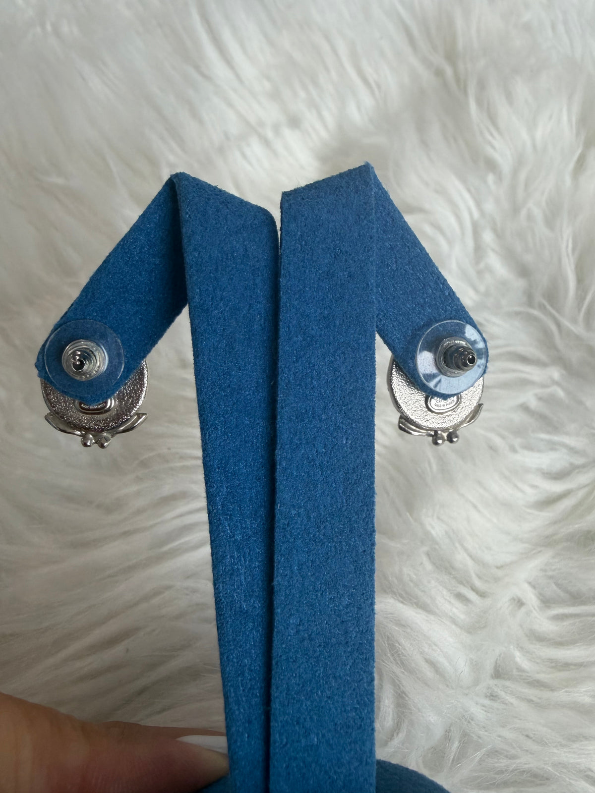 CHANEL CRYSTAL AND PEARL CC SILVER CIRCLE STUD
