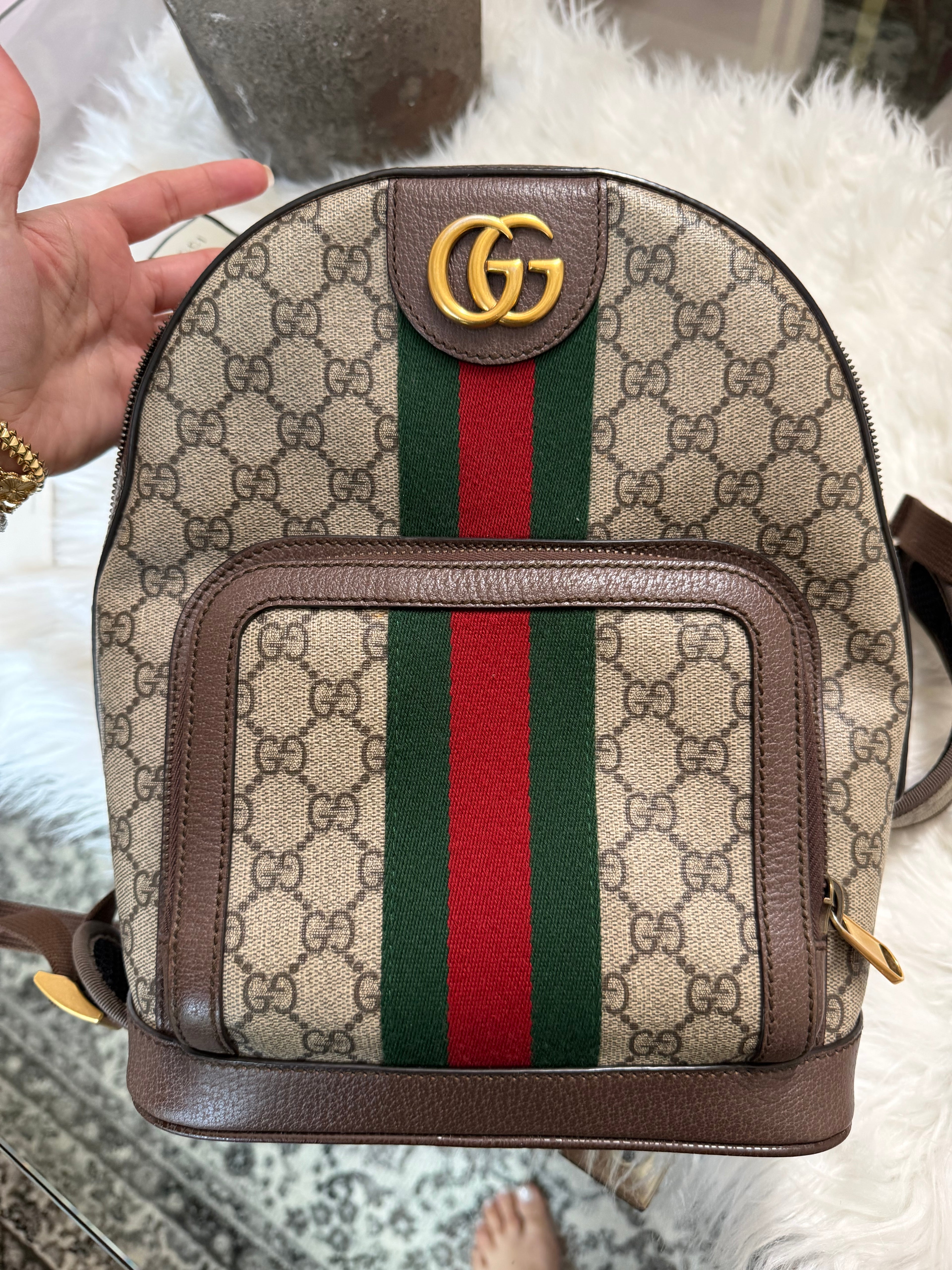 GUCCI OPHIDIA BACKPACK GG COATED CANVAS