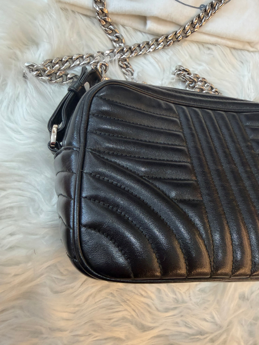 PRADA CALFSKIN DIAGRAMME CAMERA BAG