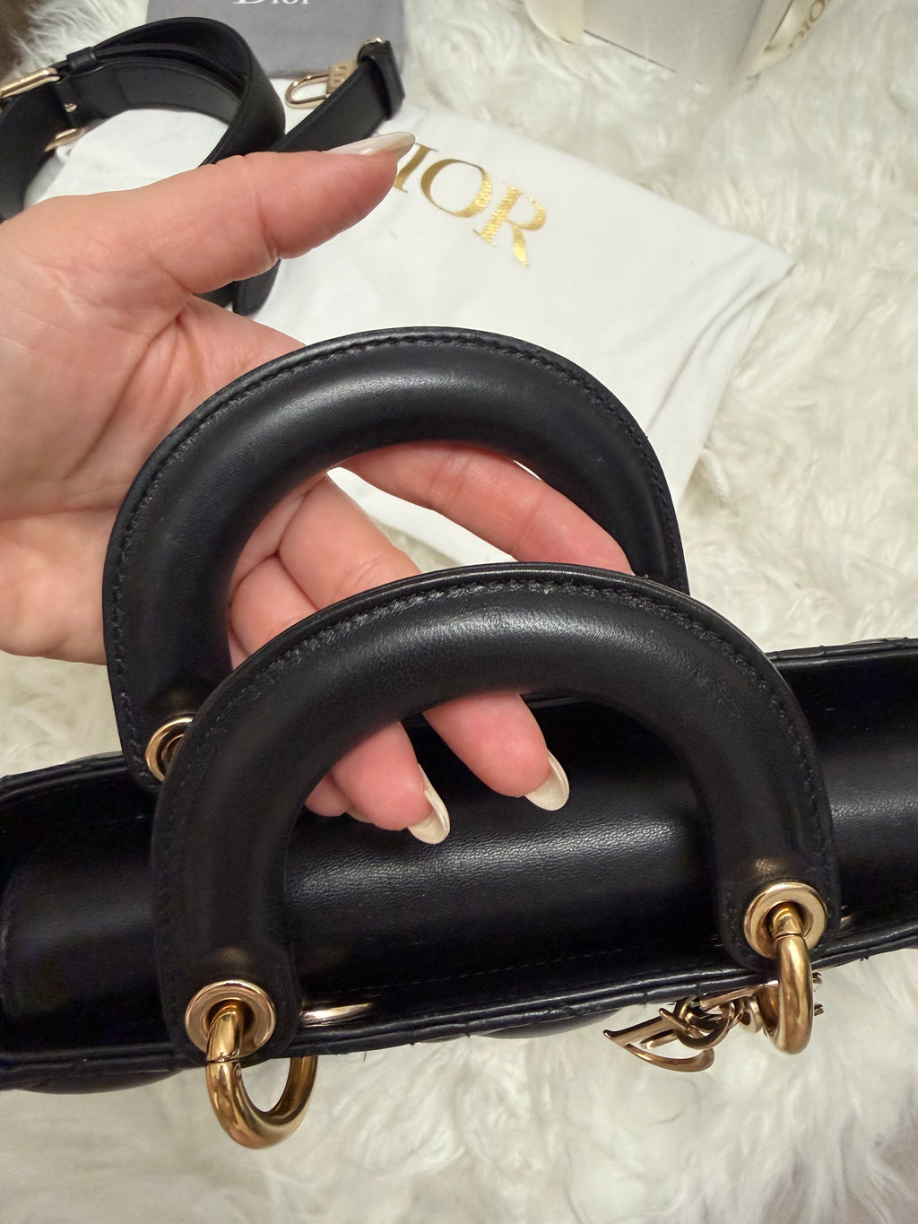 DIOR LADY D-JOY CANNAGE LEATHER BAG