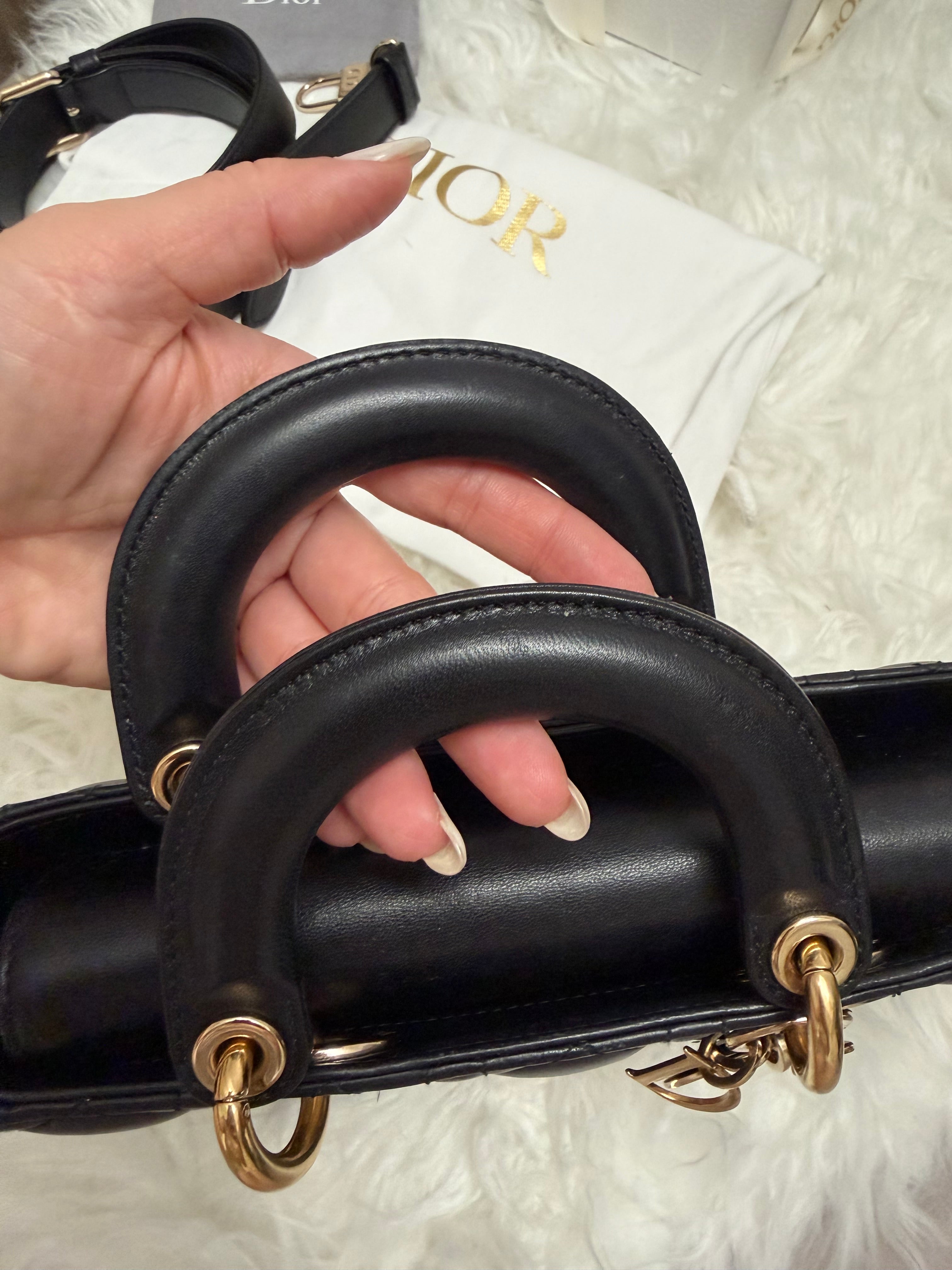 DIOR LADY D-JOY CANNAGE LEATHER BAG