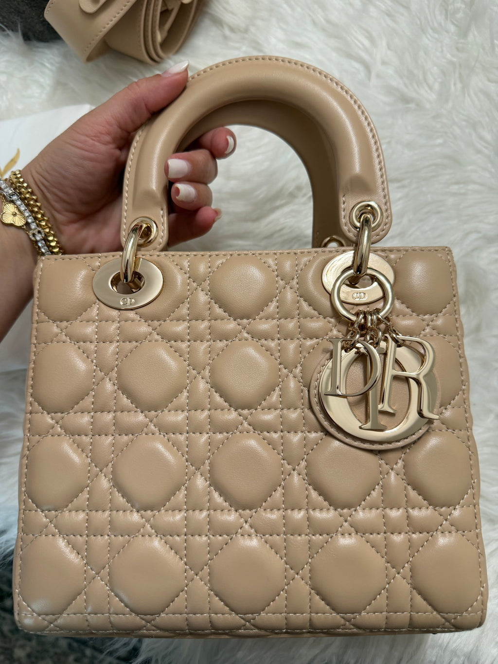 CHRISTIAN DIOR MY LADY D LAMBSKIN CANNAGE WITH LUCKY BADGES