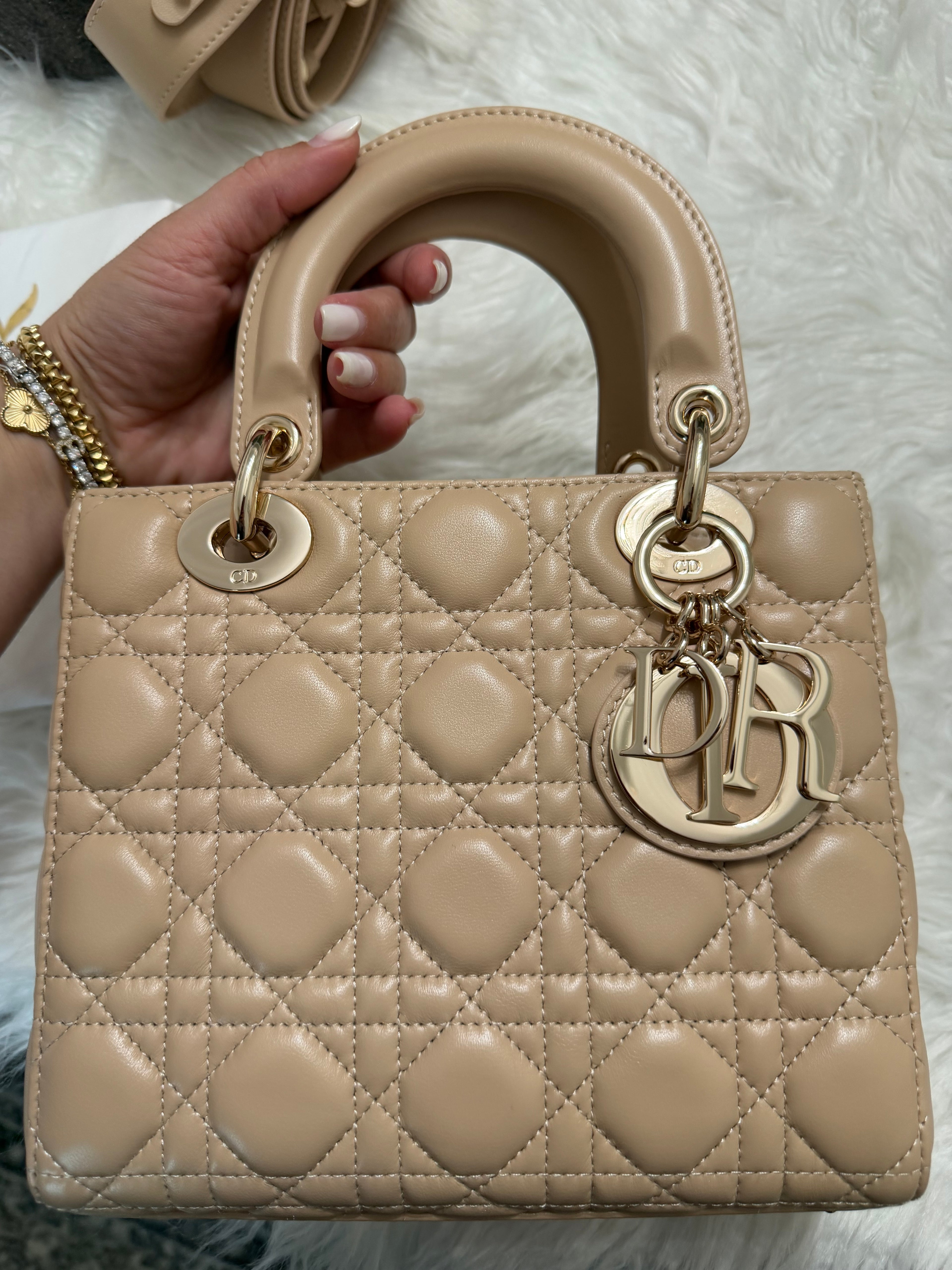 CHRISTIAN DIOR MY LADY D LAMBSKIN CANNAGE WITH LUCKY BADGES