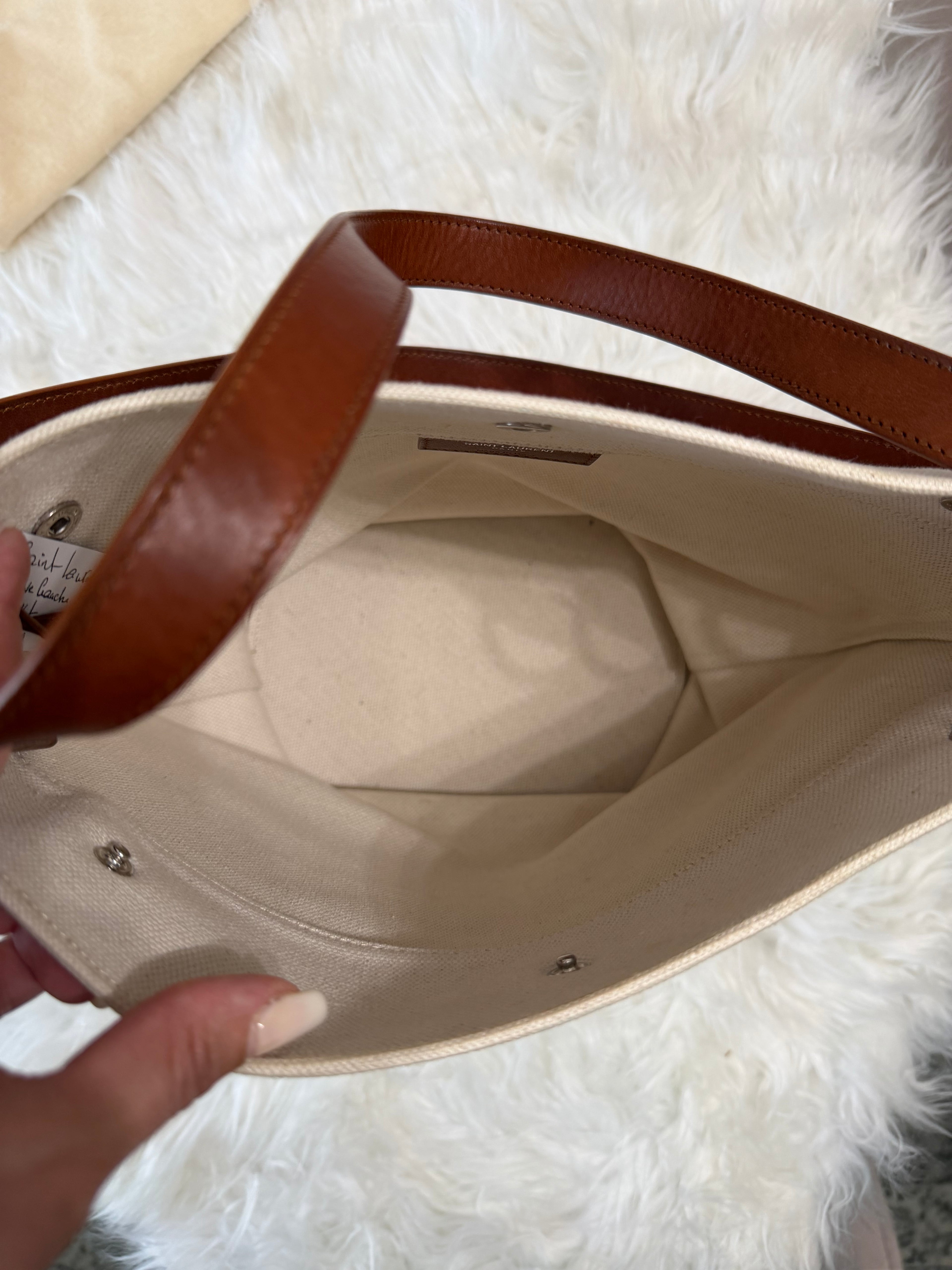 SAINT LAURENT RIVE GAUCHE LINEN BUCKET BAG