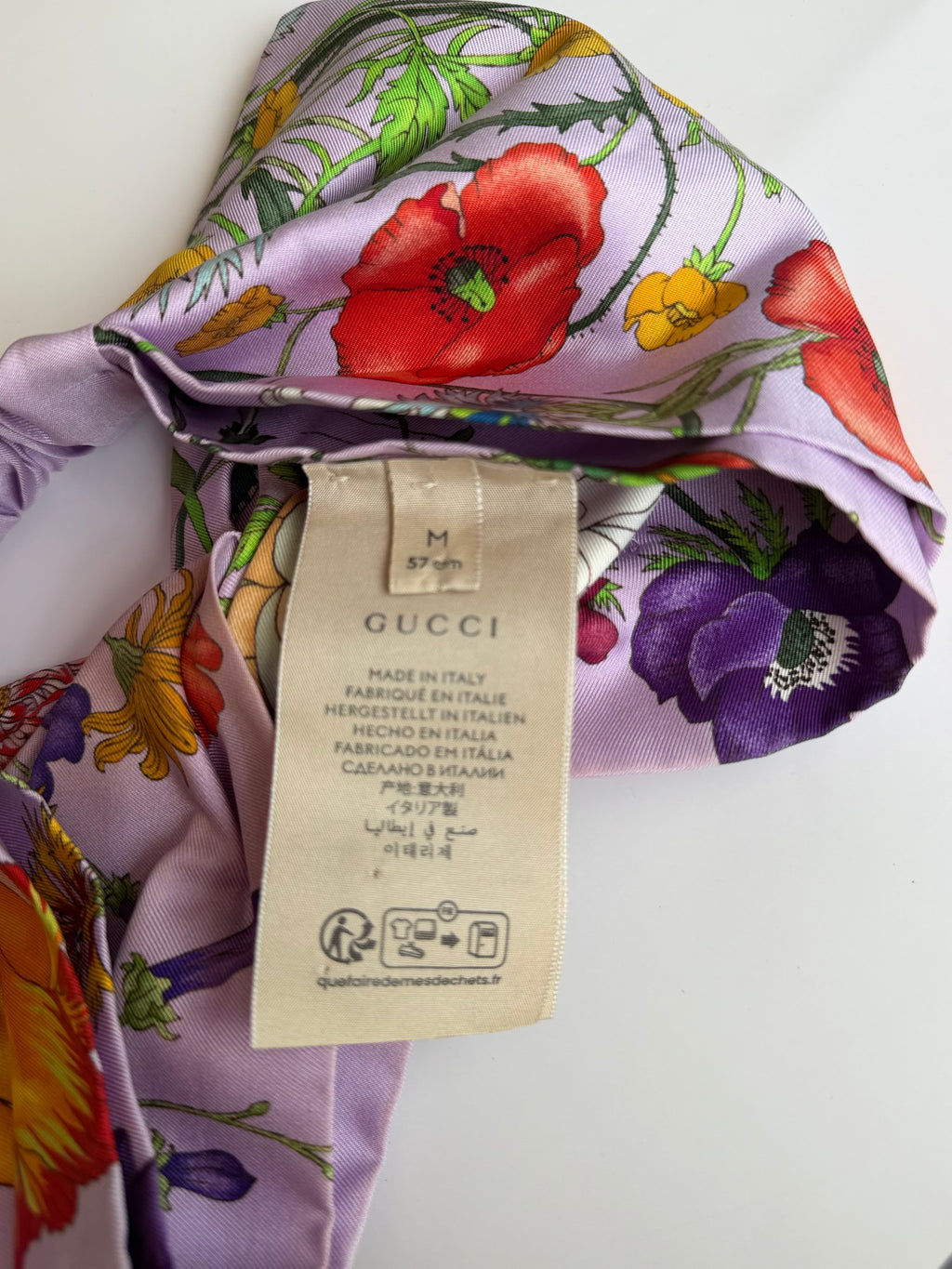 GUCCI FLORA PRINT SILK HEADBAND