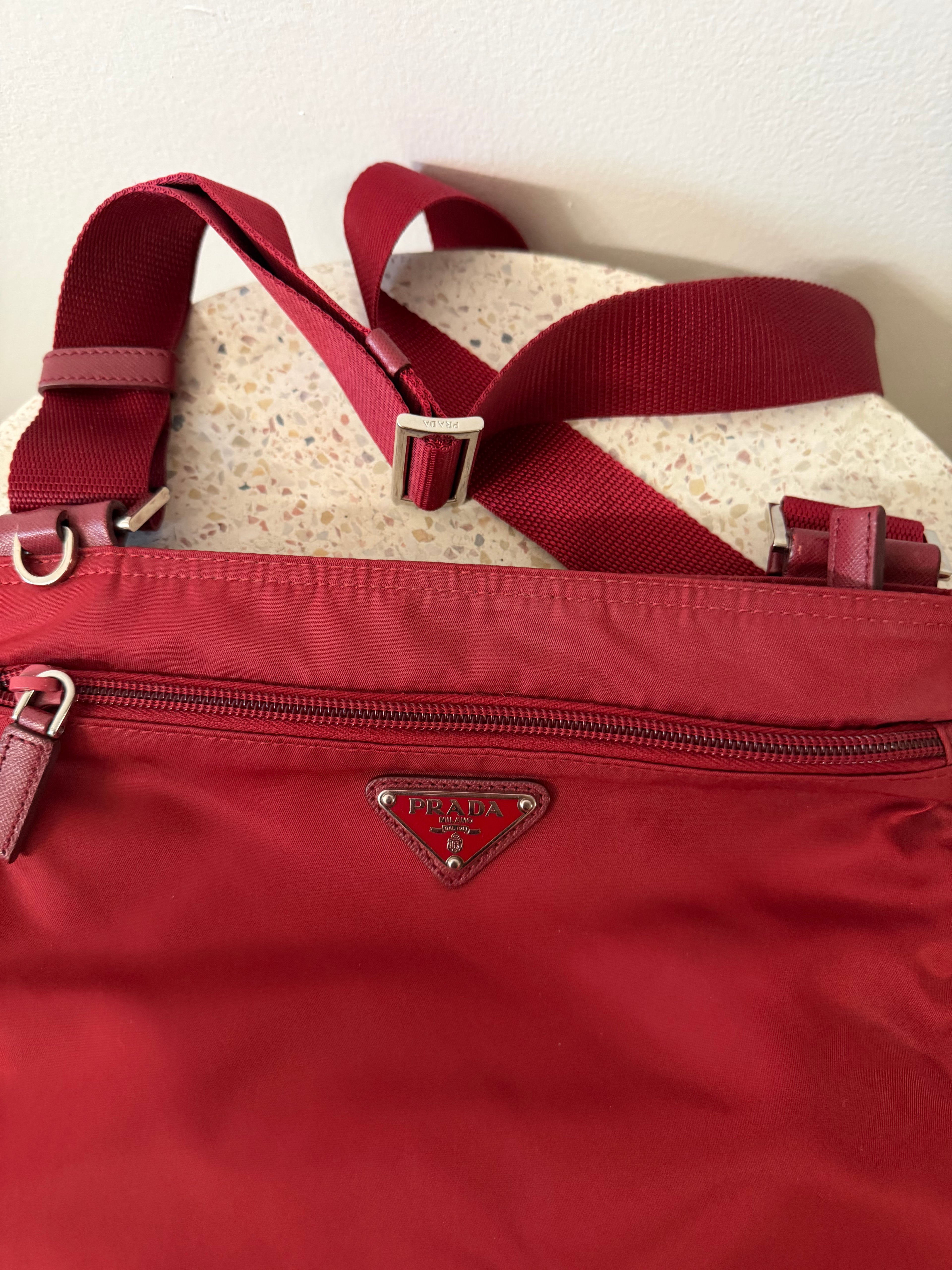 Prada Nylon Triangle Logo Vintage Messenger Bag