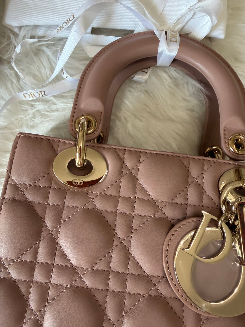 CHRISTIAN DIOR MY LADY D LAMBSKIN CANNAGE WITH LUCKY BADGES