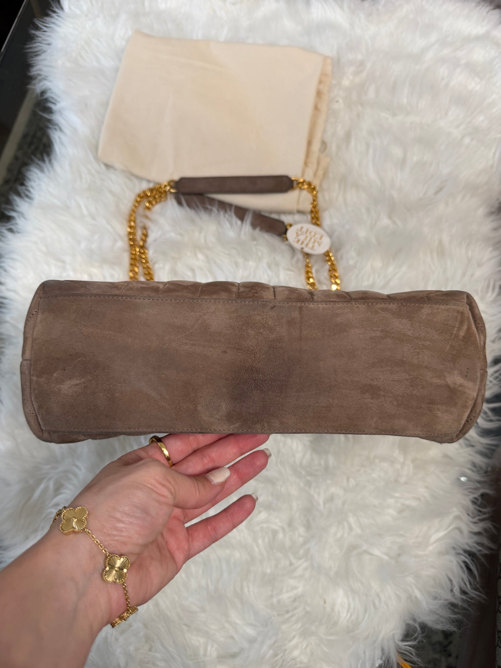 SAINT LAURENT LOULOU QUILTED SUEDE MEDIUM ENVELOPE BAG