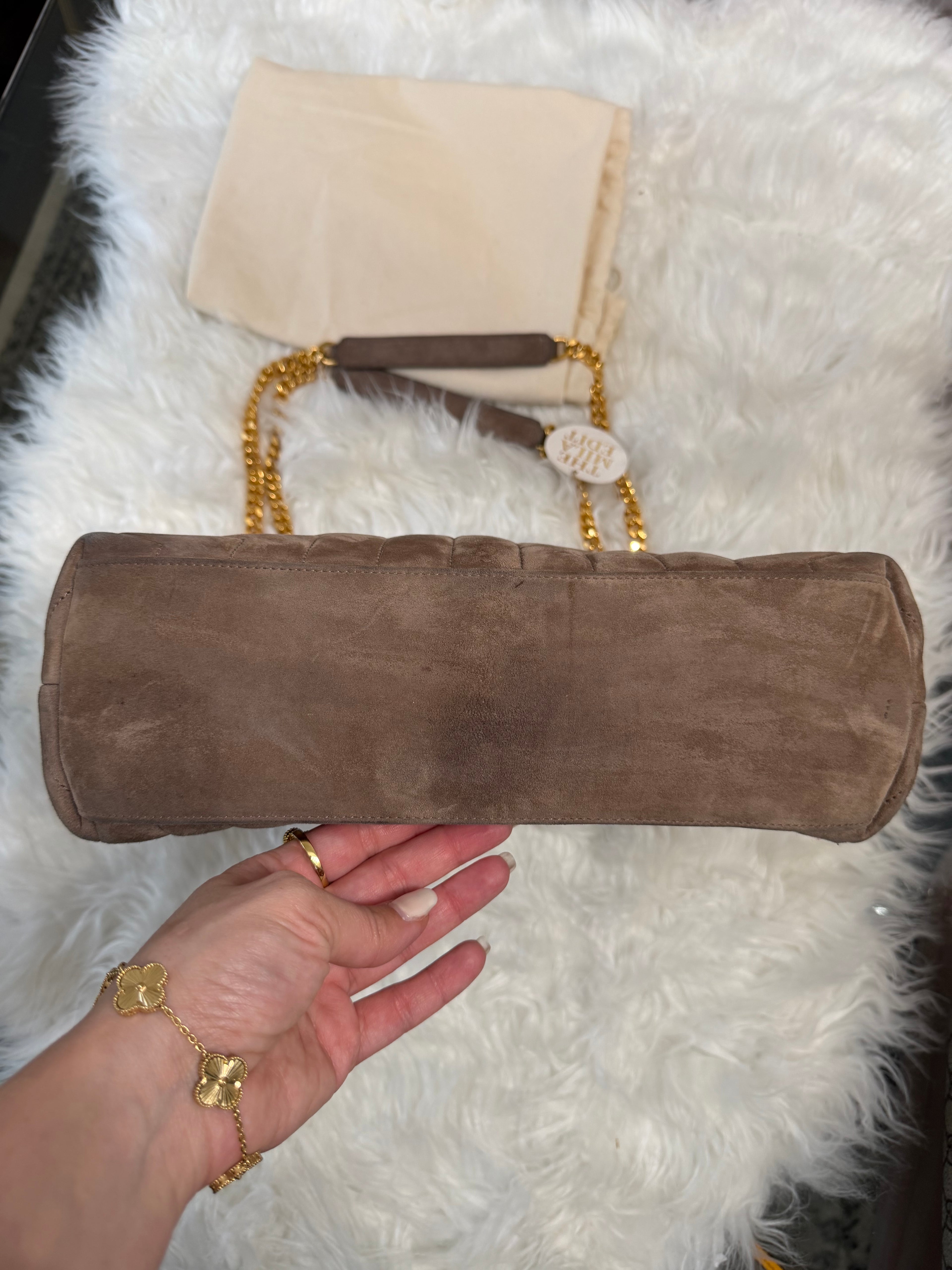 SAINT LAURENT LOULOU QUILTED SUEDE MEDIUM ENVELOPE BAG
