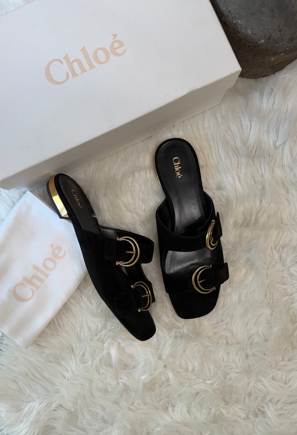 CHLOE ALIZE DOUBLE BUCKLE FLAT SANDALS